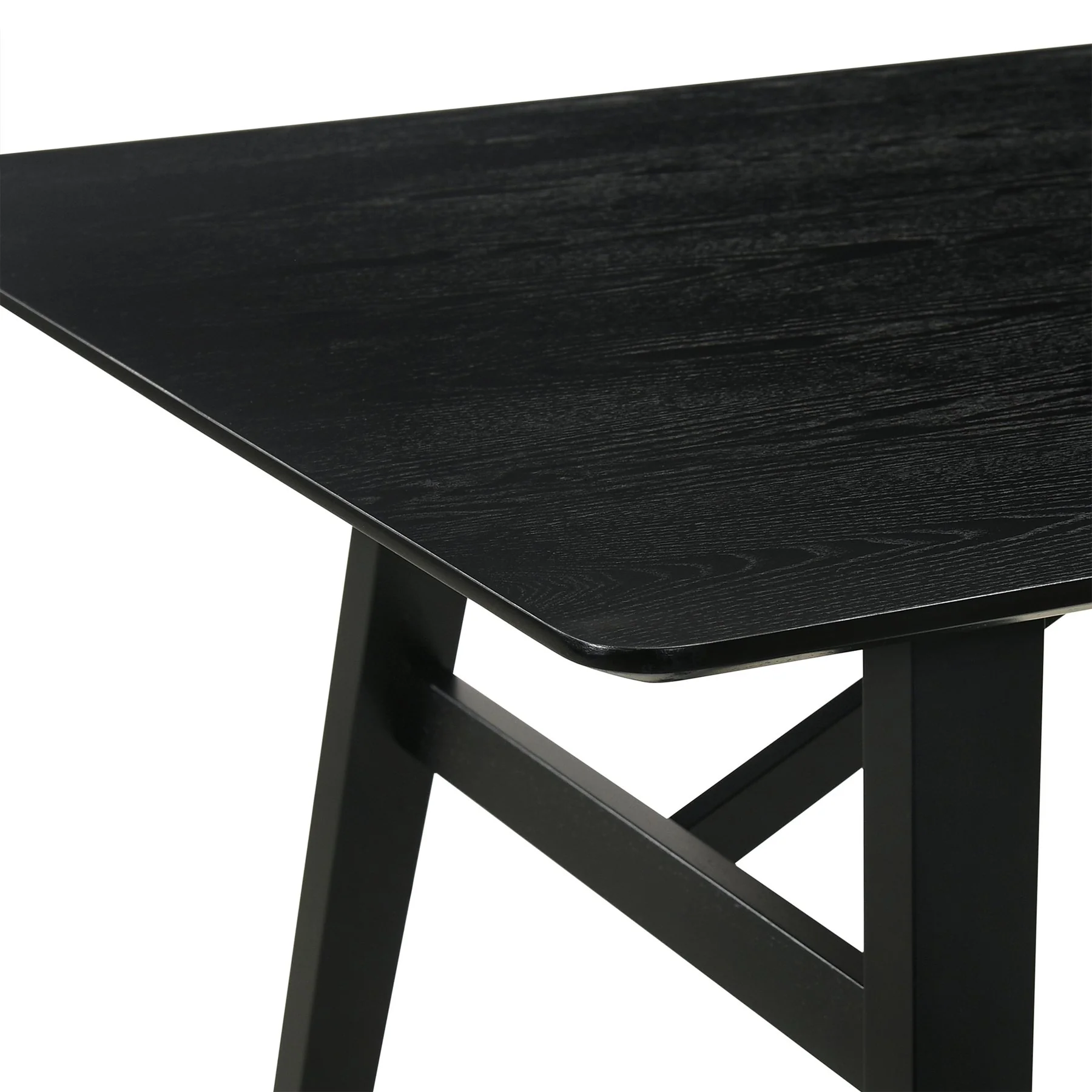 Channell 5 Piece Black Wood Dining Table Set with Charcoal Fabric - Image 8