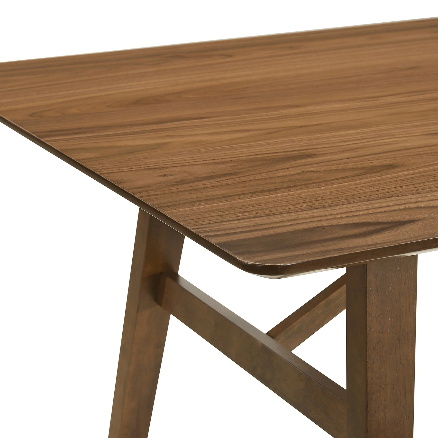 Channell 5 Piece Walnut Wood Dining Table Set with Benches in Charcoal Fabric - Image 10