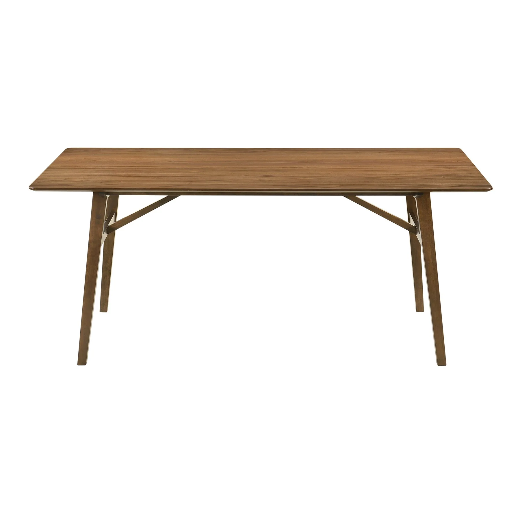 Channell 5 Piece Walnut Wood Dining Table Set with Benches in Orange Fabric - Image 7