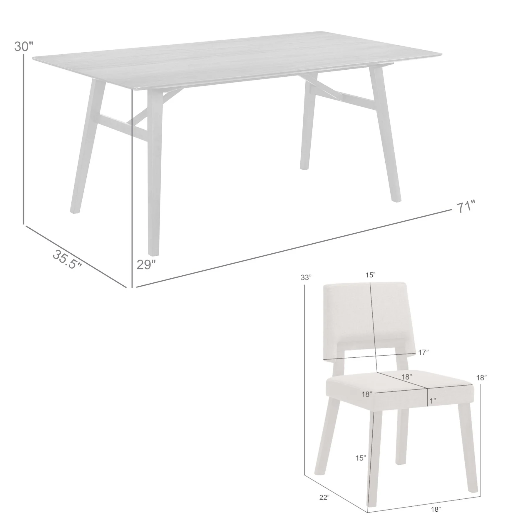 Channell 7 Piece Black Wood Dining Table Set with Charcoal Fabric - Image 10