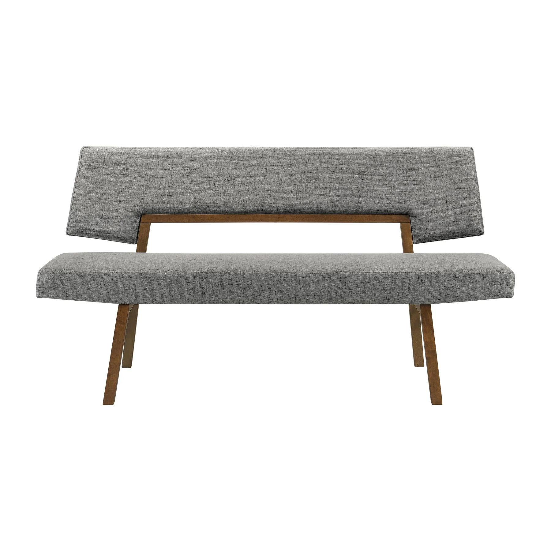 Channell Wood Dining Bench in Walnut Finish with Charcoal Fabric