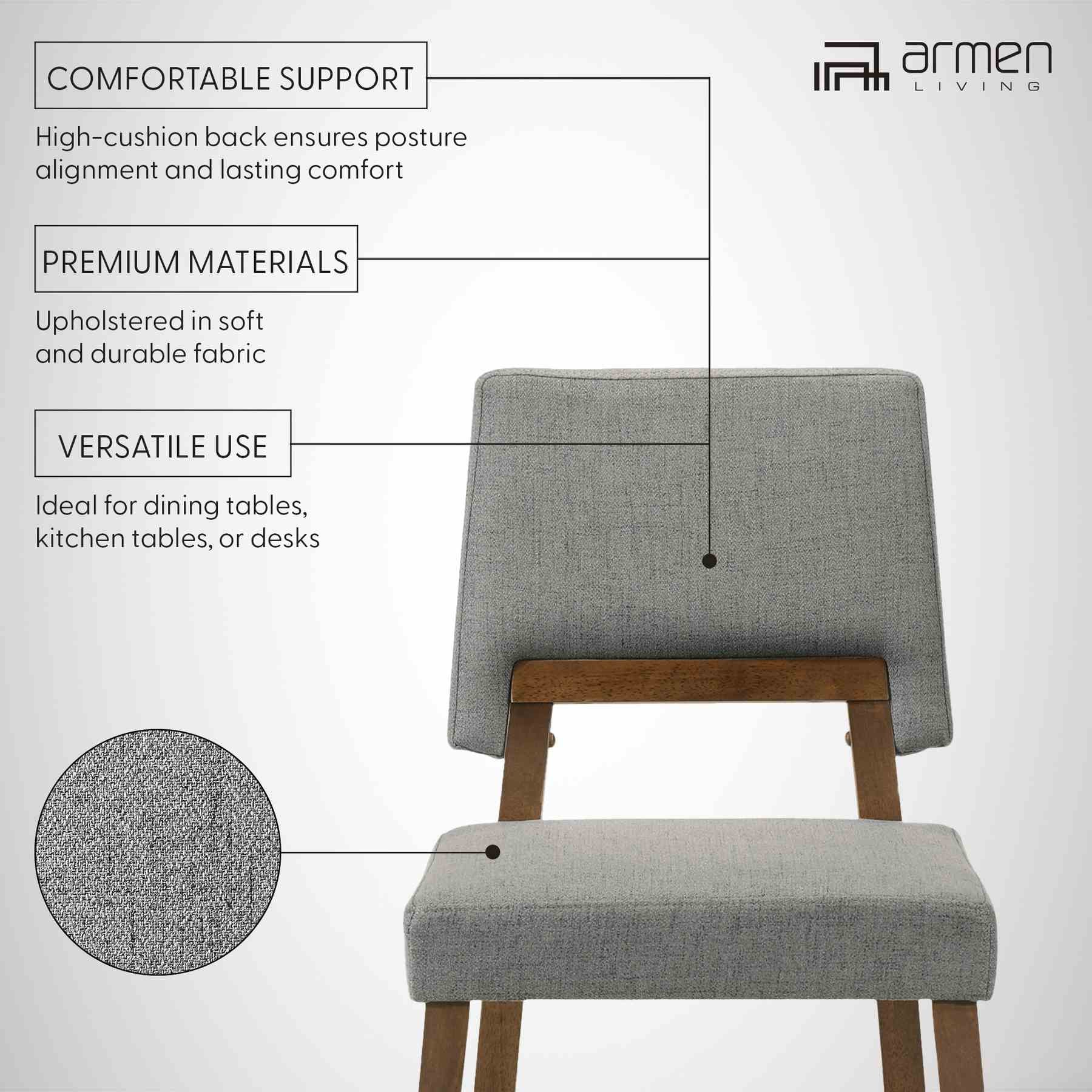 Channell Wood Dining Chair in Walnut Finish with Charcoal Fabric - Set of 2 - Image 10