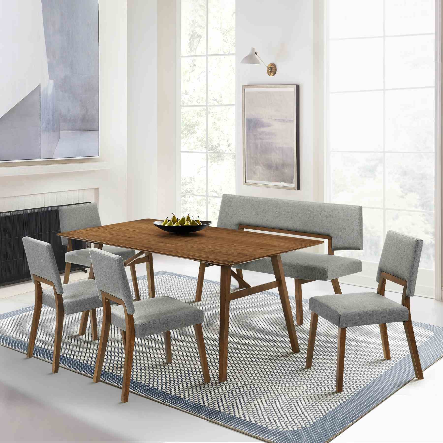 Channell Wood Dining Chair in Walnut Finish with Charcoal Fabric - Set of 2 - Image 9