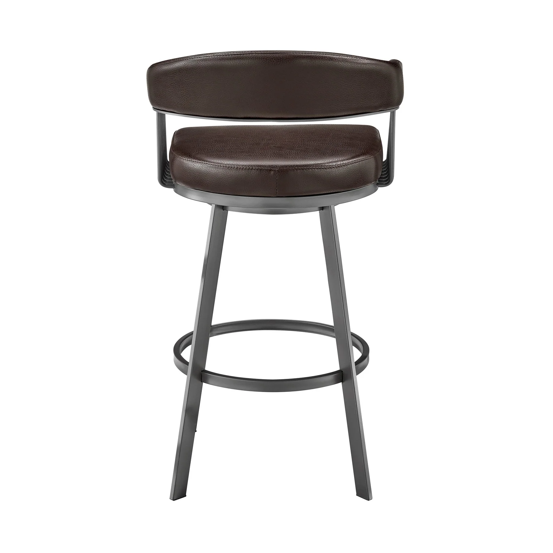 Chelsea 29" Swivel Bar Stool with Java Silver Finish and Chocolate Faux Leather - Image 5