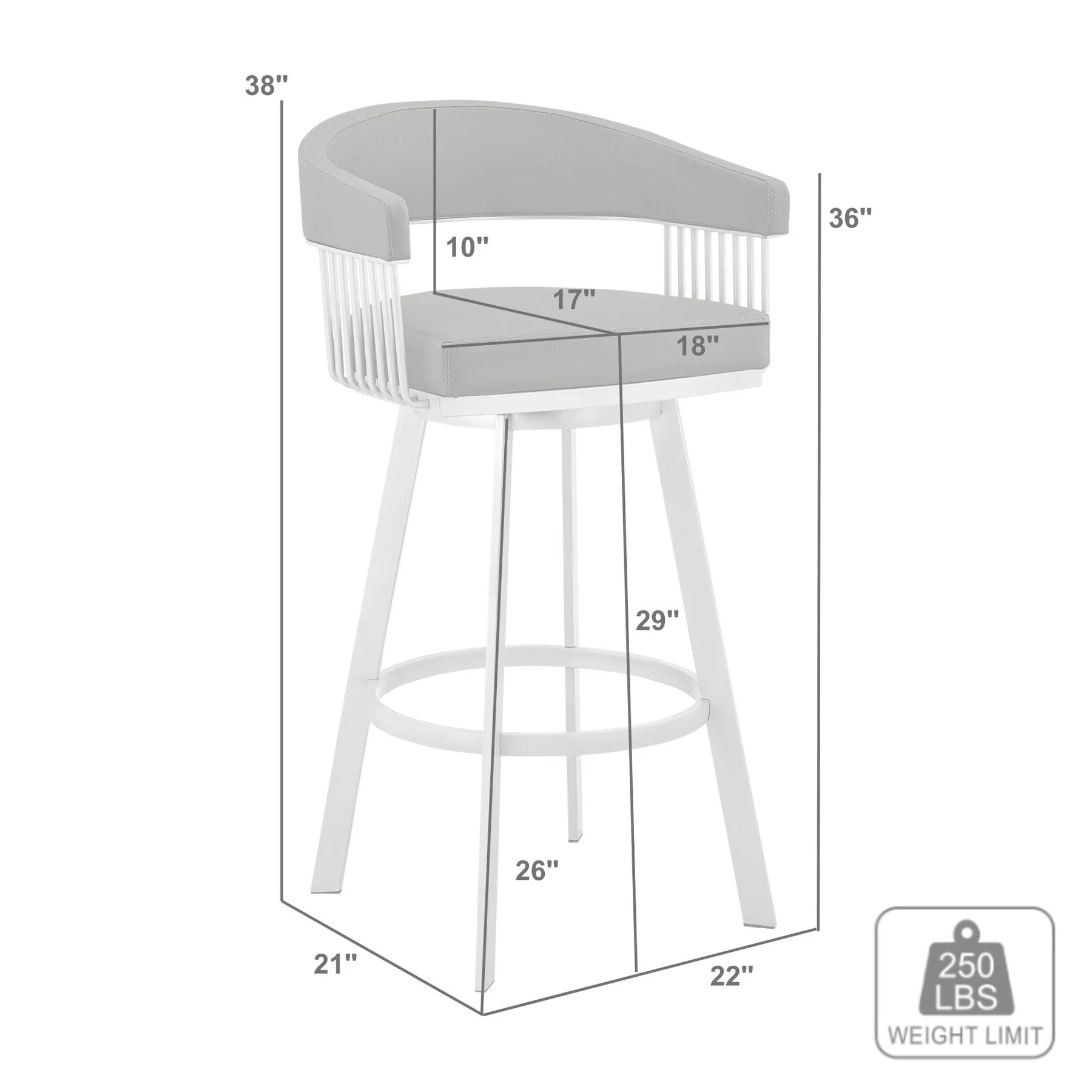 Chelsea 29" Swivel Bar Stool with Matte Black Finish and Black Faux Leather - Image 9