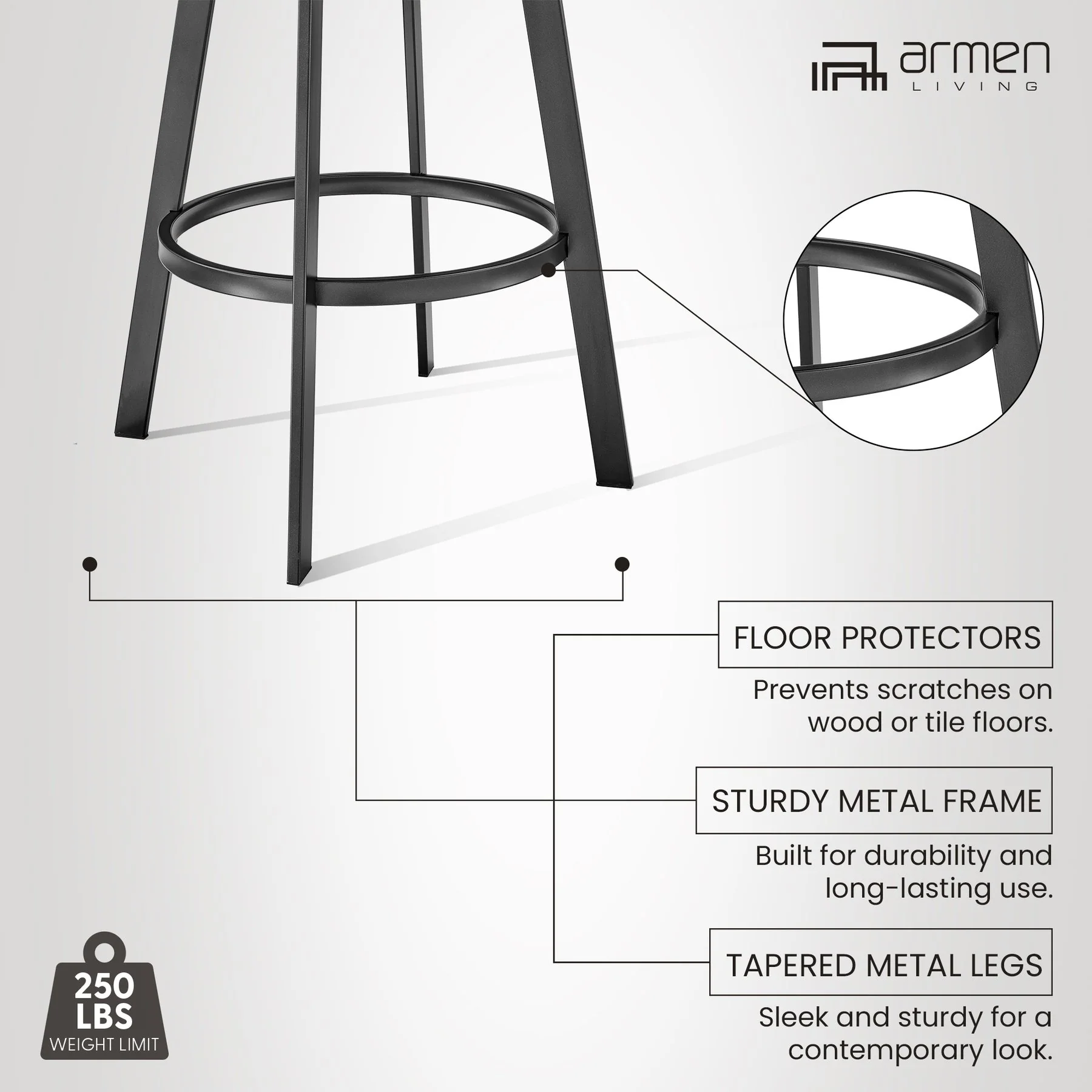 Chelsea 29" Swivel Bar Stool with Matte Black Finish and Vintage Gray Faux Leather - Image 12