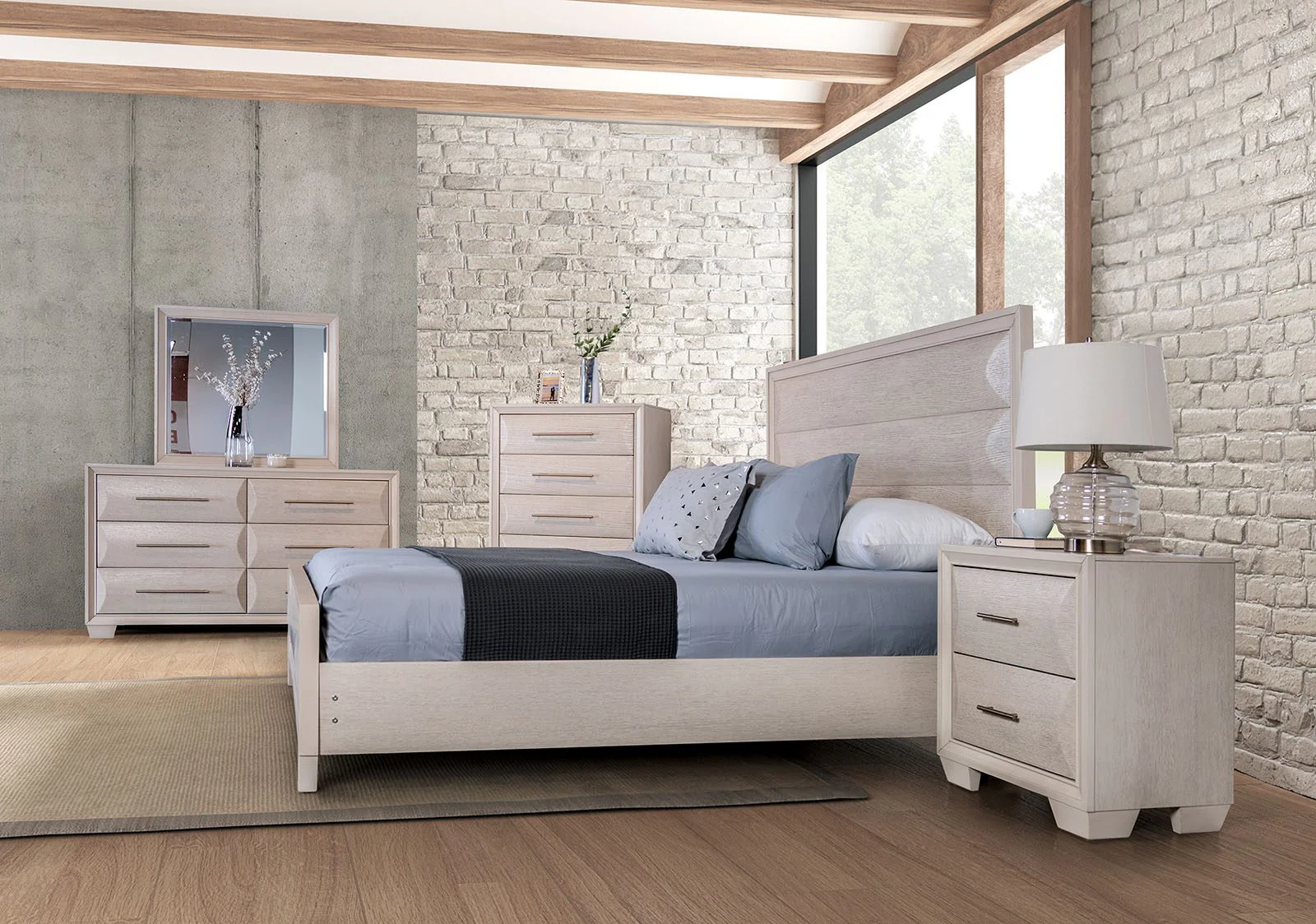 Chemnitz Queen Bed, White Oak - Image 2