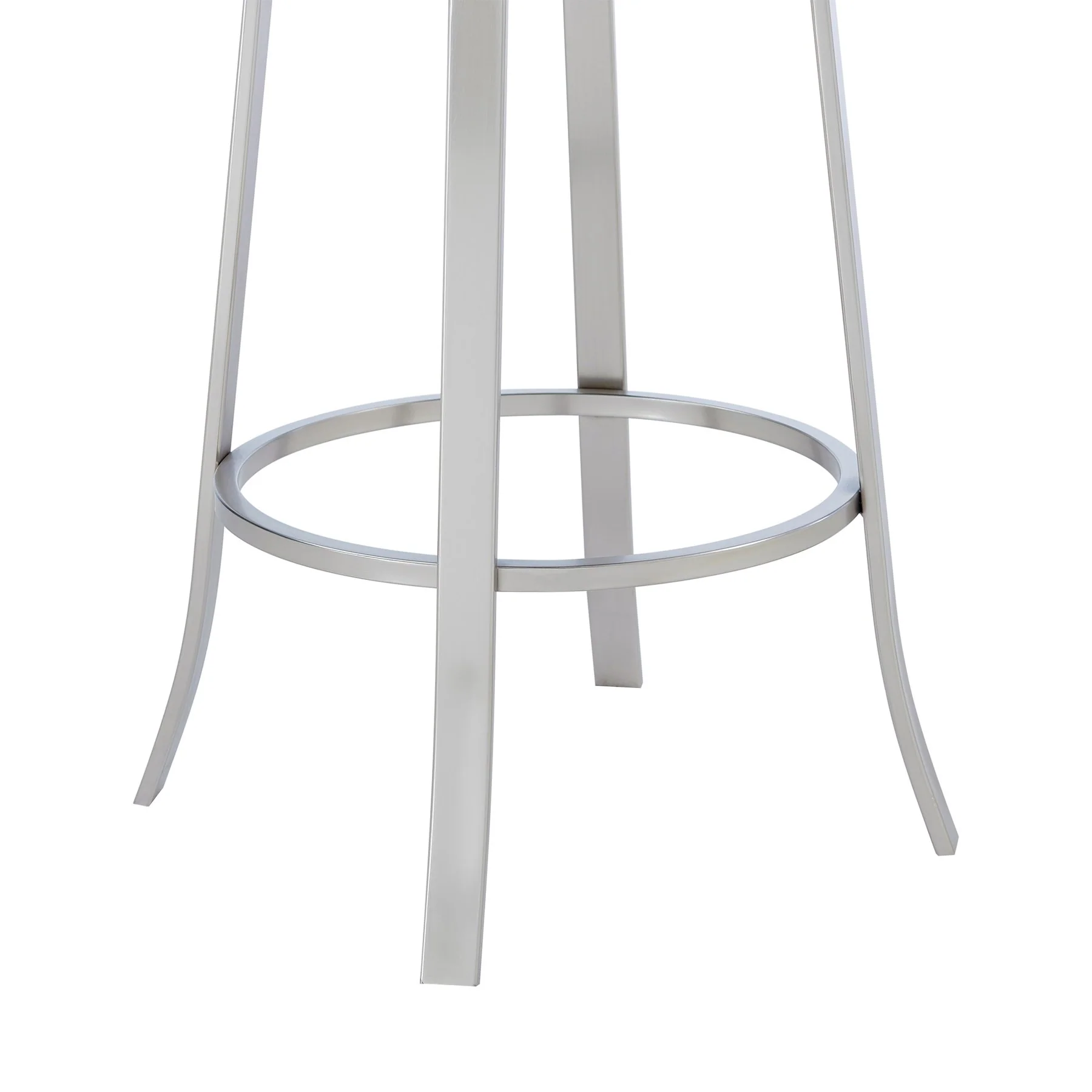 Cherie Contemporary 26" Counter Height Barstool in Brushed Stainless Steel Finish and Gray Faux Leather - Image 6