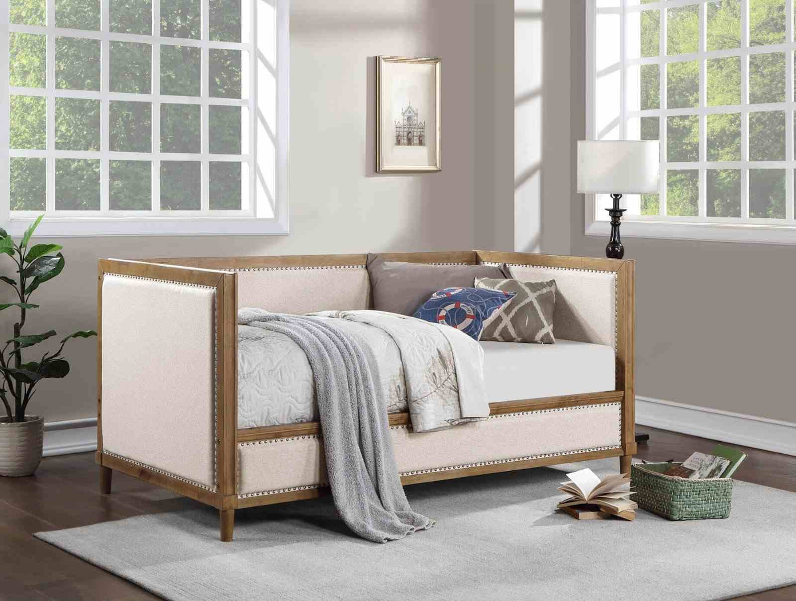 Chiron Twin Daybed, Beige/Light Oak