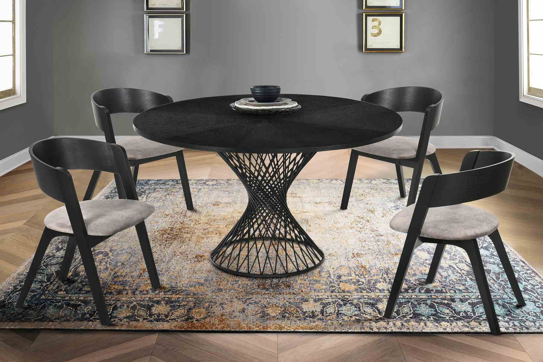 Cirque and Jackie 5 Piece Black Round Dining Set - Image 8