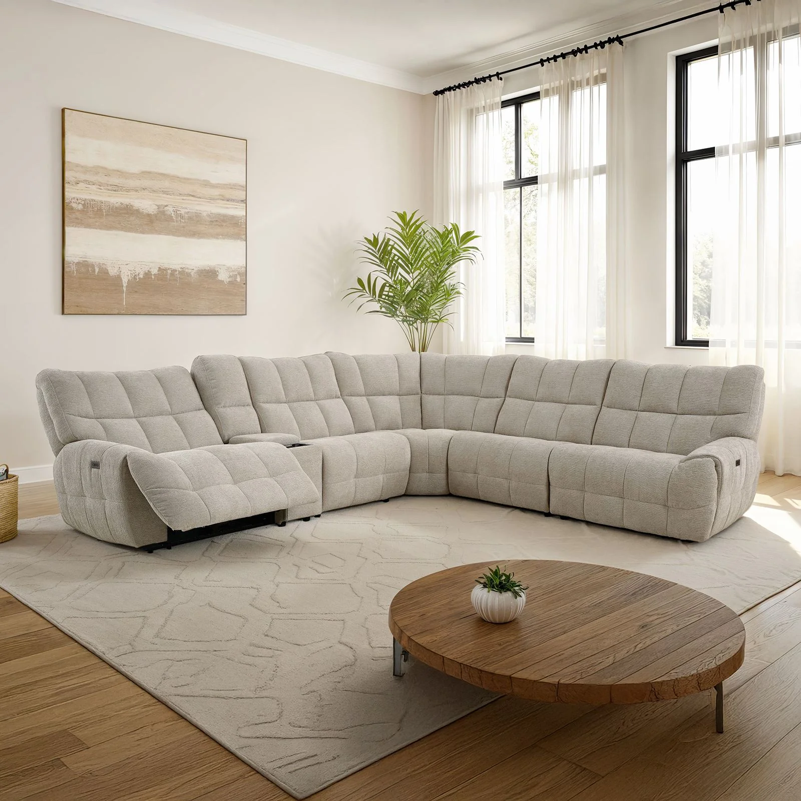 Clemens Power Sectional, Beige