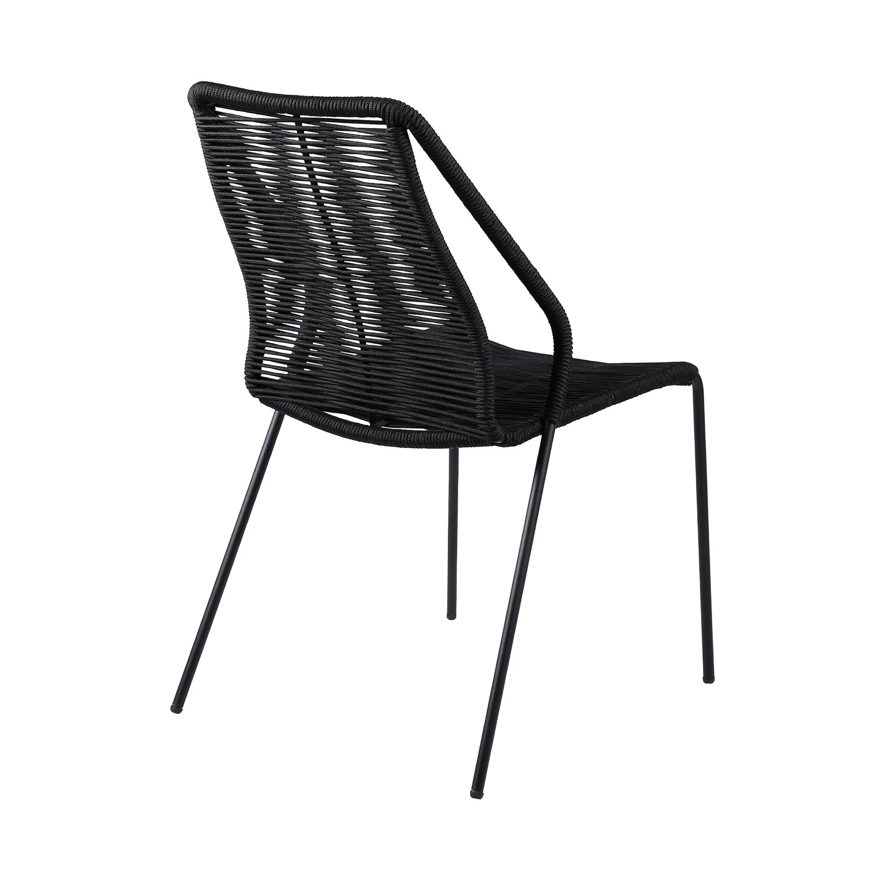 Clip Indoor Outdoor Stackable Steel Dining Chair with Black Rope - Set of 2 - Image 3
