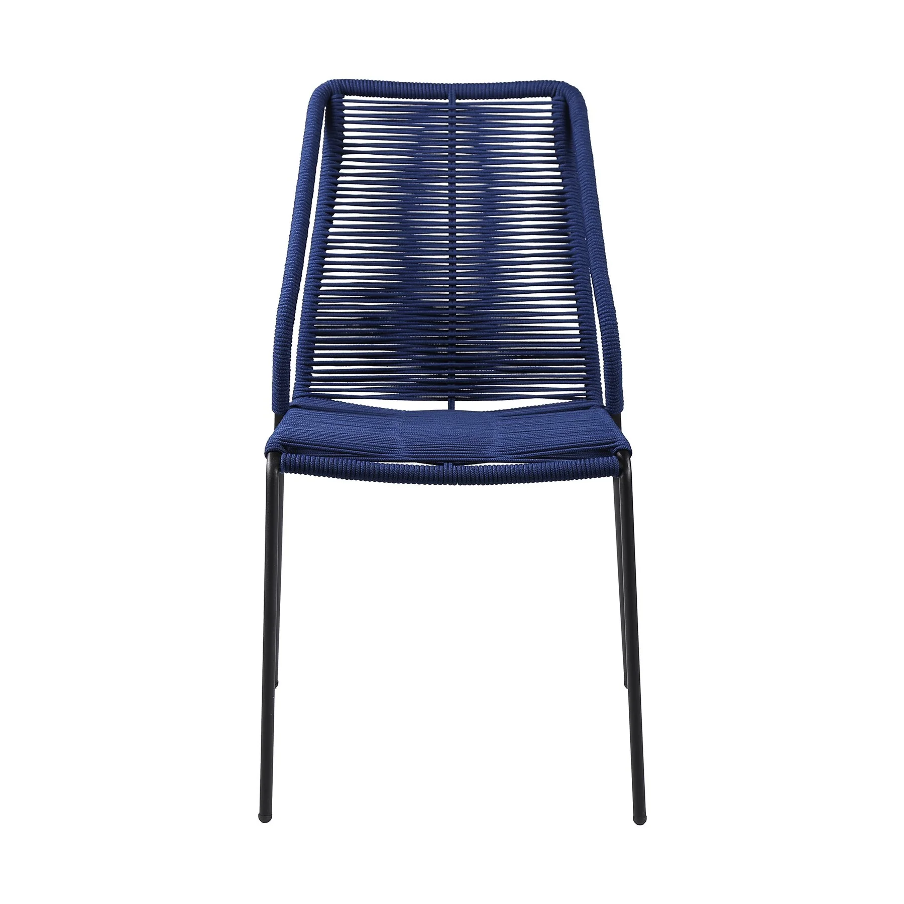 Clip Indoor Outdoor Stackable Steel Dining Chair with Blue Rope - Set of 2 - Image 4