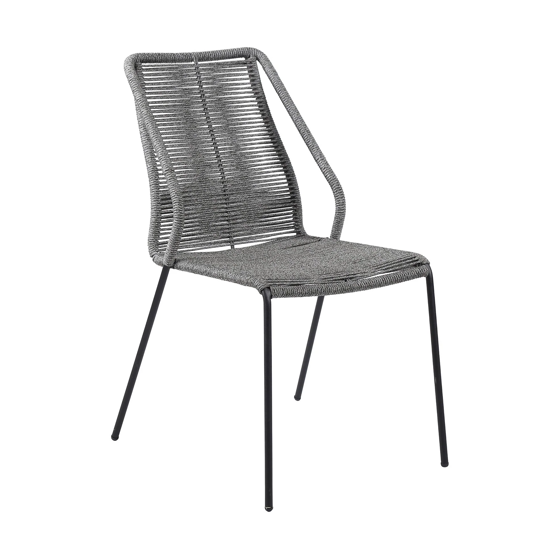 Clip Indoor Outdoor Stackable Steel Dining Chair with Gray Rope - Set of 2 - Image 2