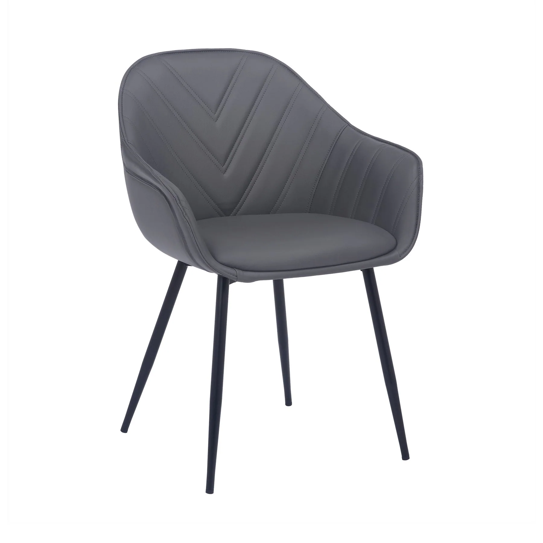 Clover Gray Faux Leather Dining Room Chair with Black Metal Legs