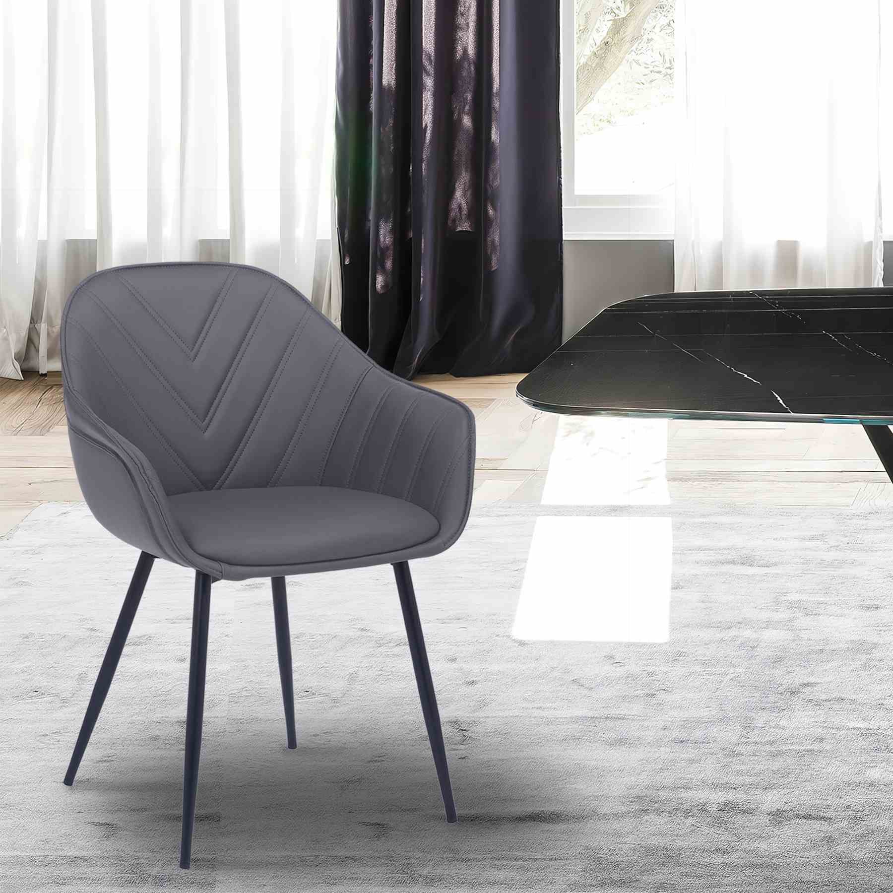 Clover Gray Faux Leather Dining Room Chair with Black Metal Legs - Image 10