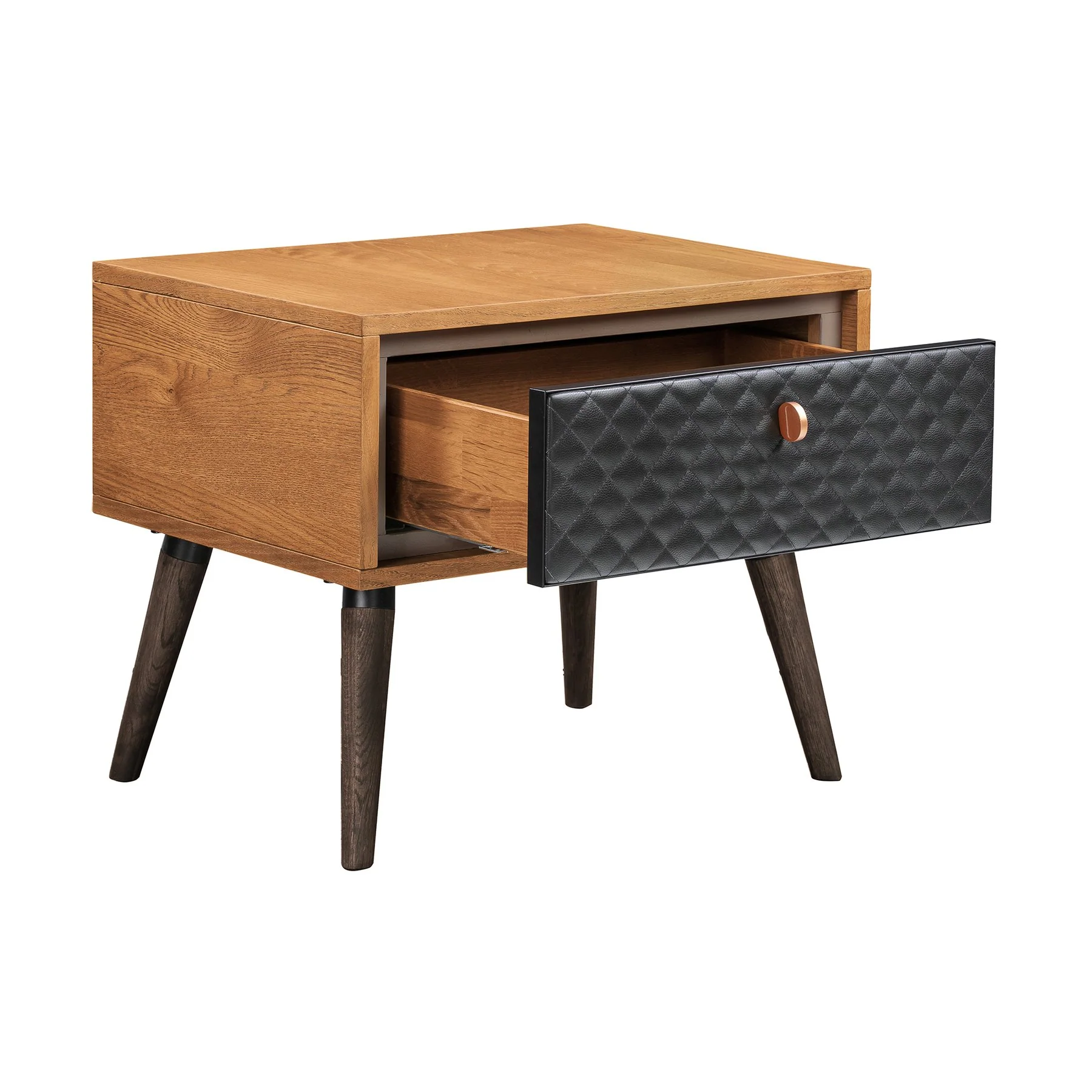 Coco Rustic 3 Piece Upholstered Platform Bedroom set in King with 2 Nightstands - Image 5
