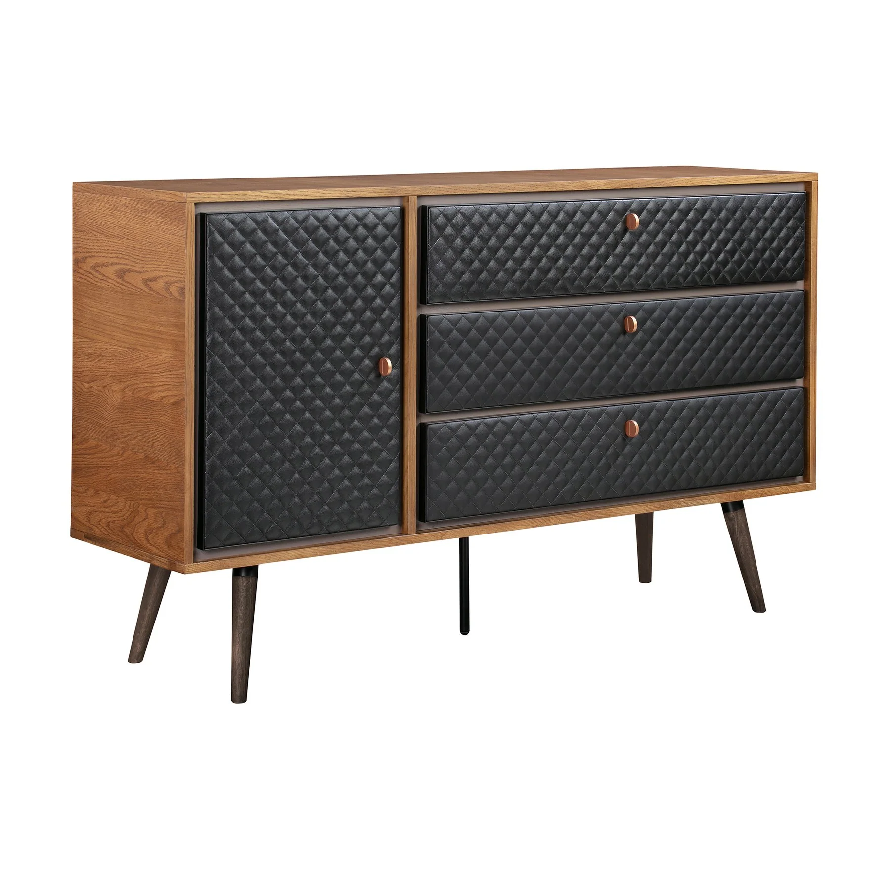 Coco Rustic Oak Wood and Faux Leather Dresser - Image 2