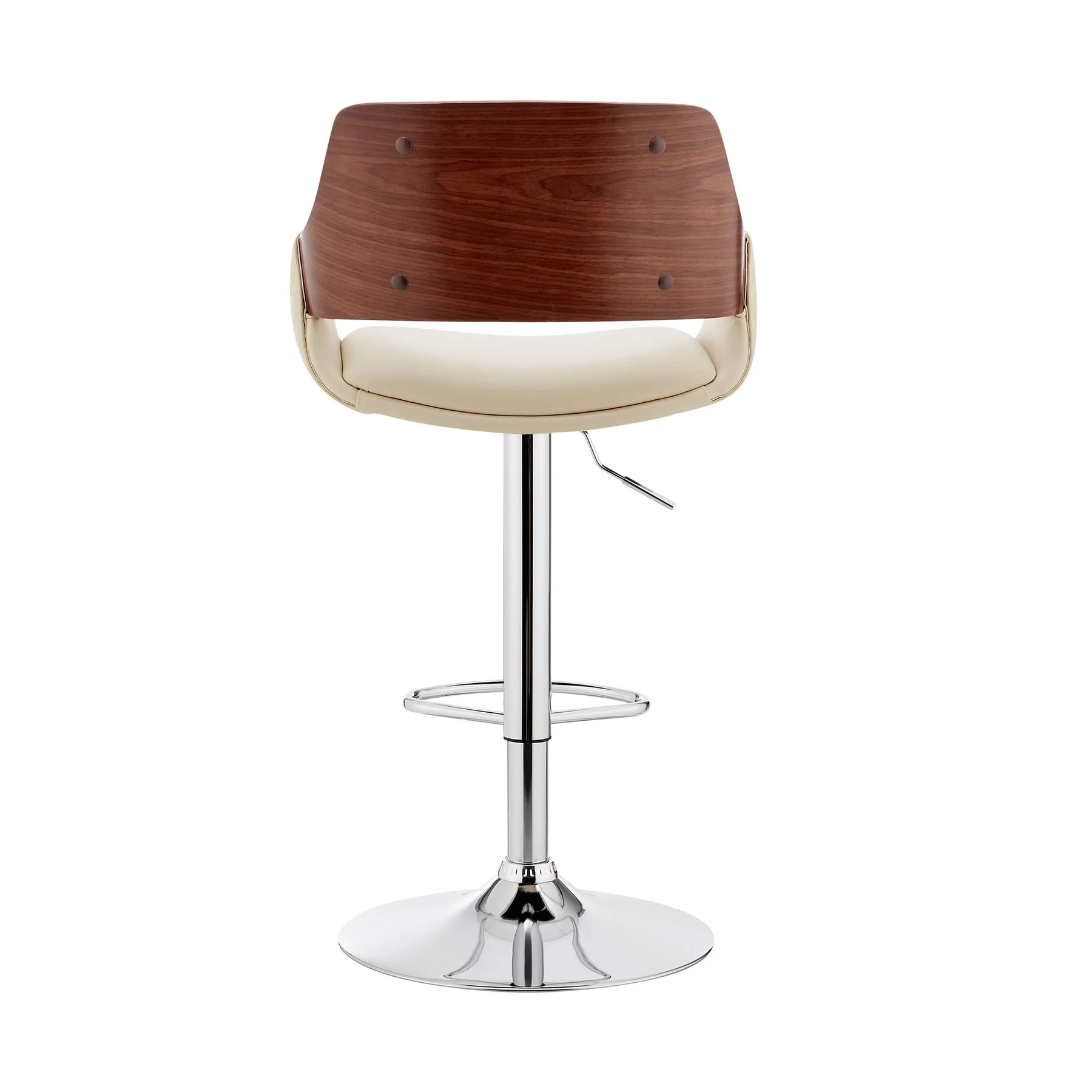 Colby Adjustable Cream Faux Leather and Chrome Finish Bar Stool - Image 5
