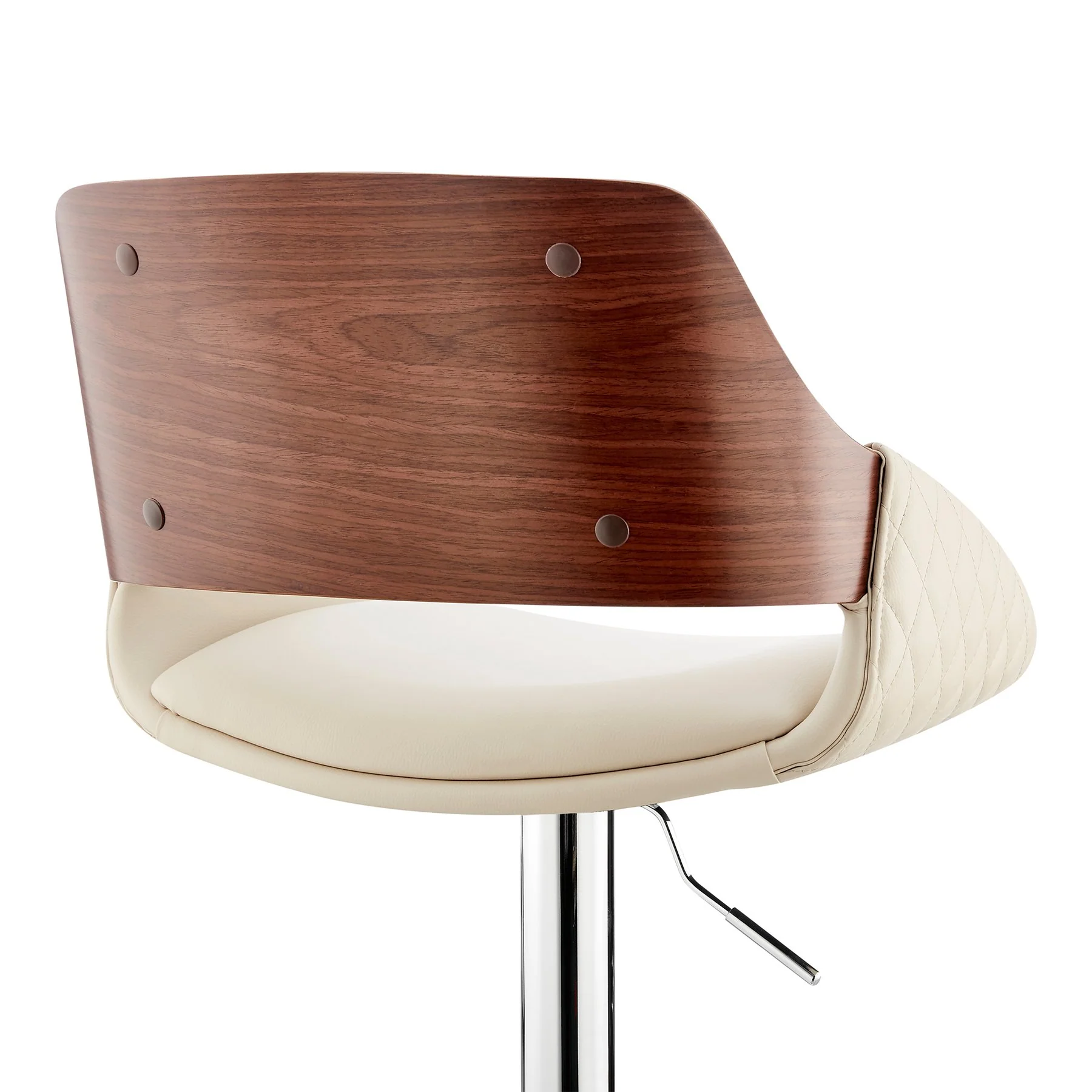 Colby Adjustable Cream Faux Leather and Chrome Finish Bar Stool - Image 7