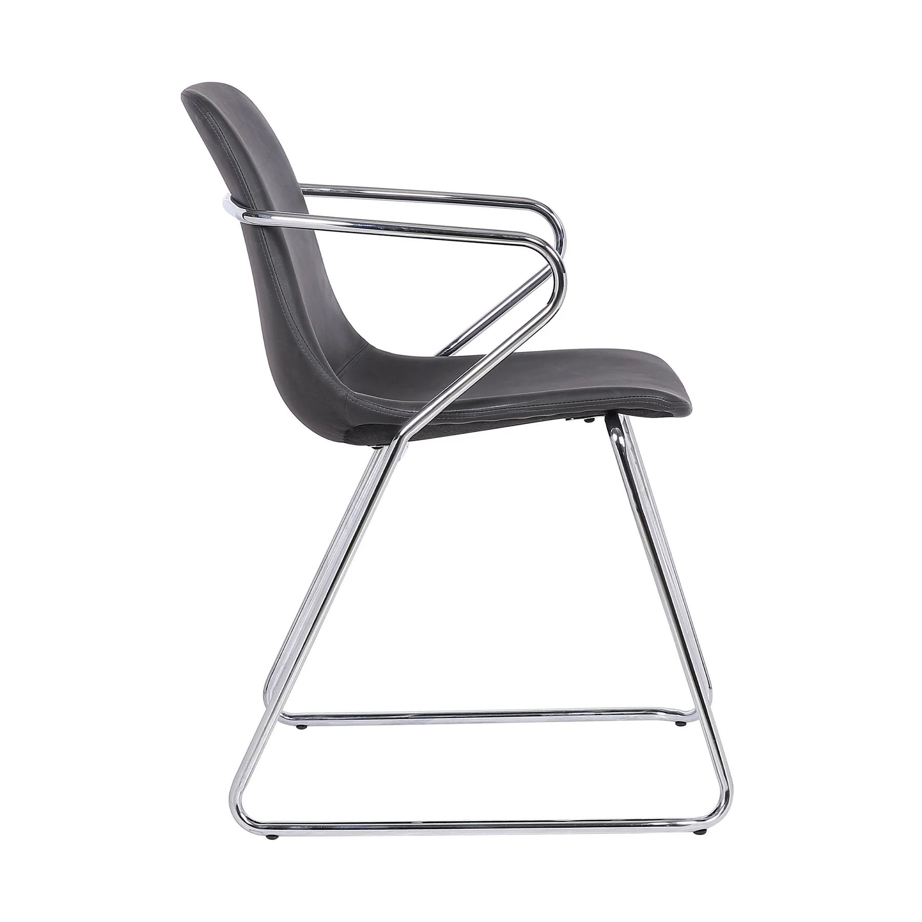 Colton Contemporary Dining Chair in Chrome Finish and Gray Faux Leather - Set of 2