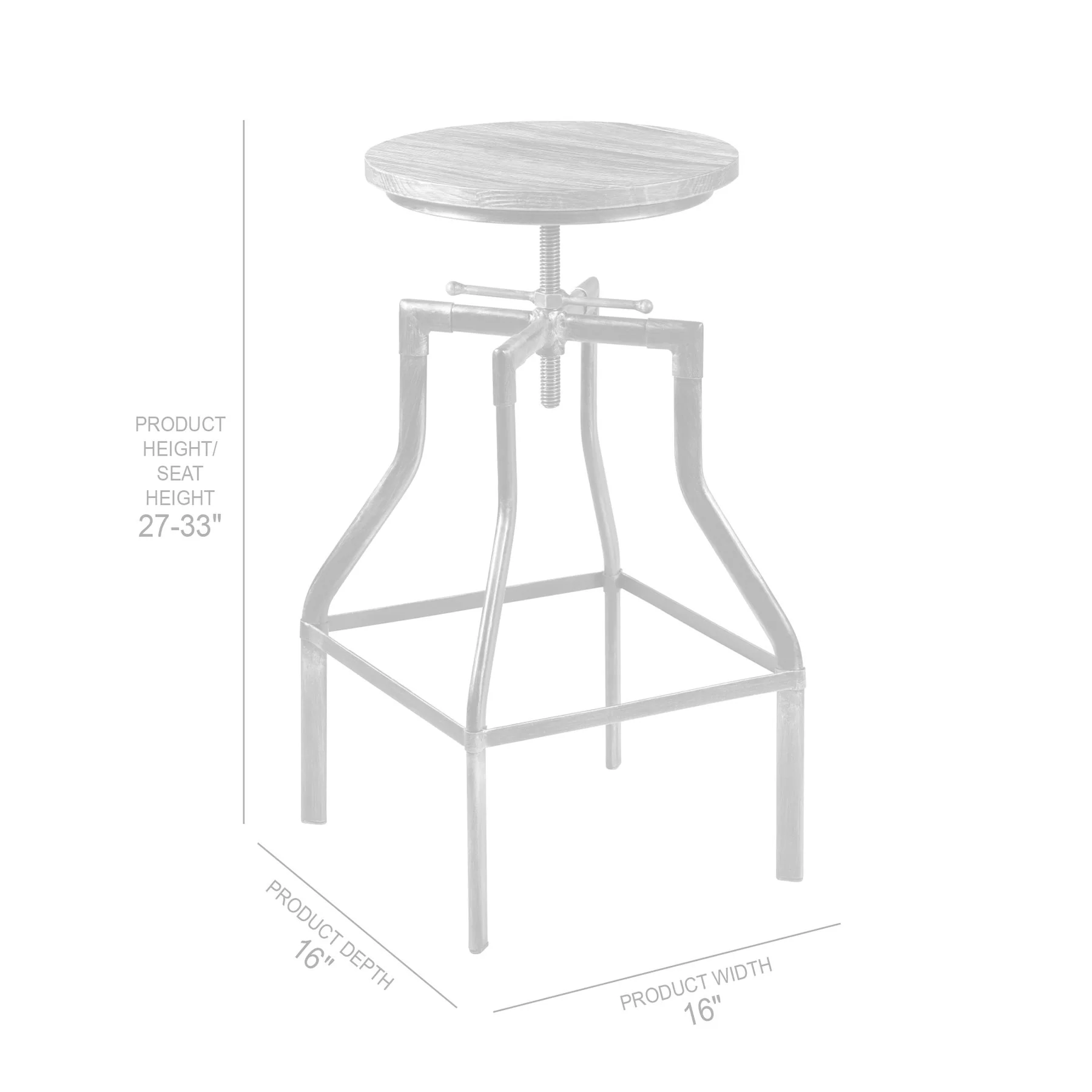 Concord Adjustable Barstool in Industrial Gray Finish with Pine Wood Seat - Image 5