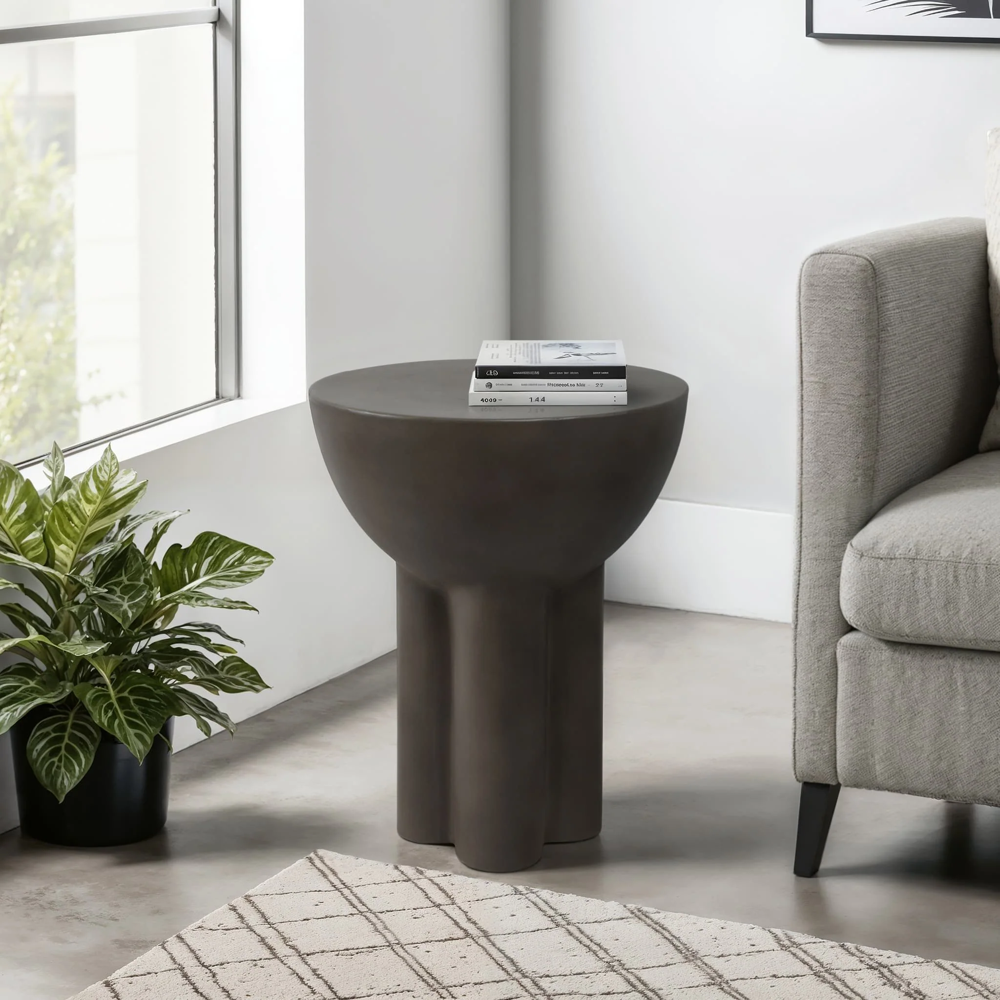 Concrete, 18" Contemporary End Table, Dark Grey - Image 10