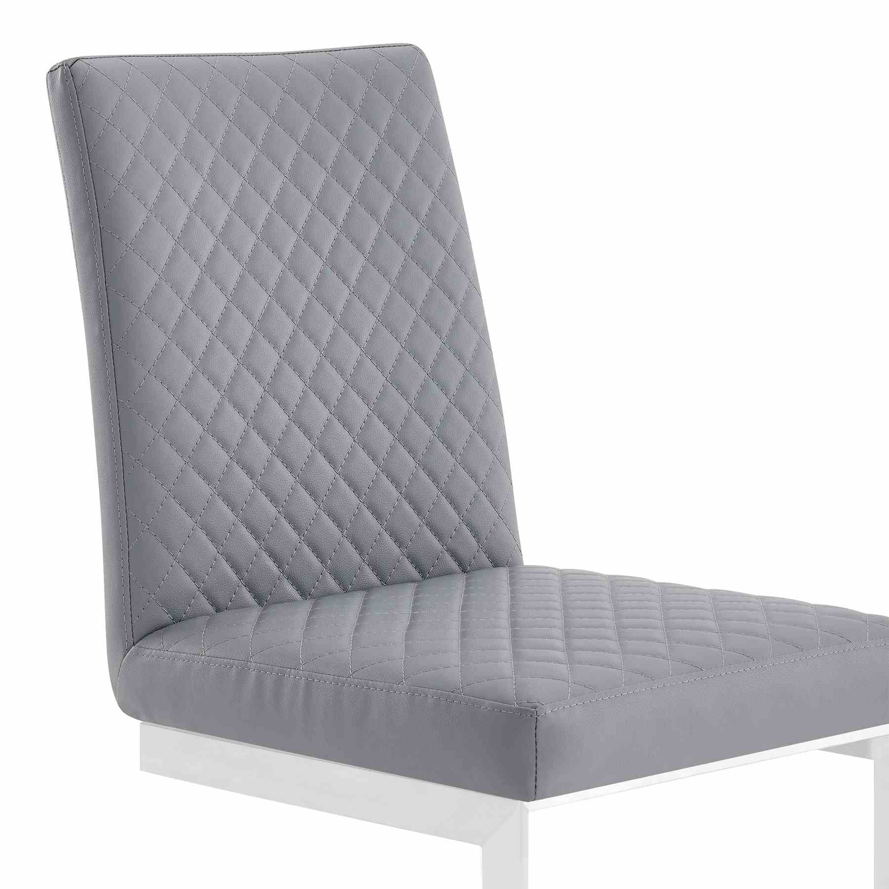 Copen Contemporary Dining Chair in Brushed Stainless Steel and Gray Faux Leather - Set of 2 - Image 6