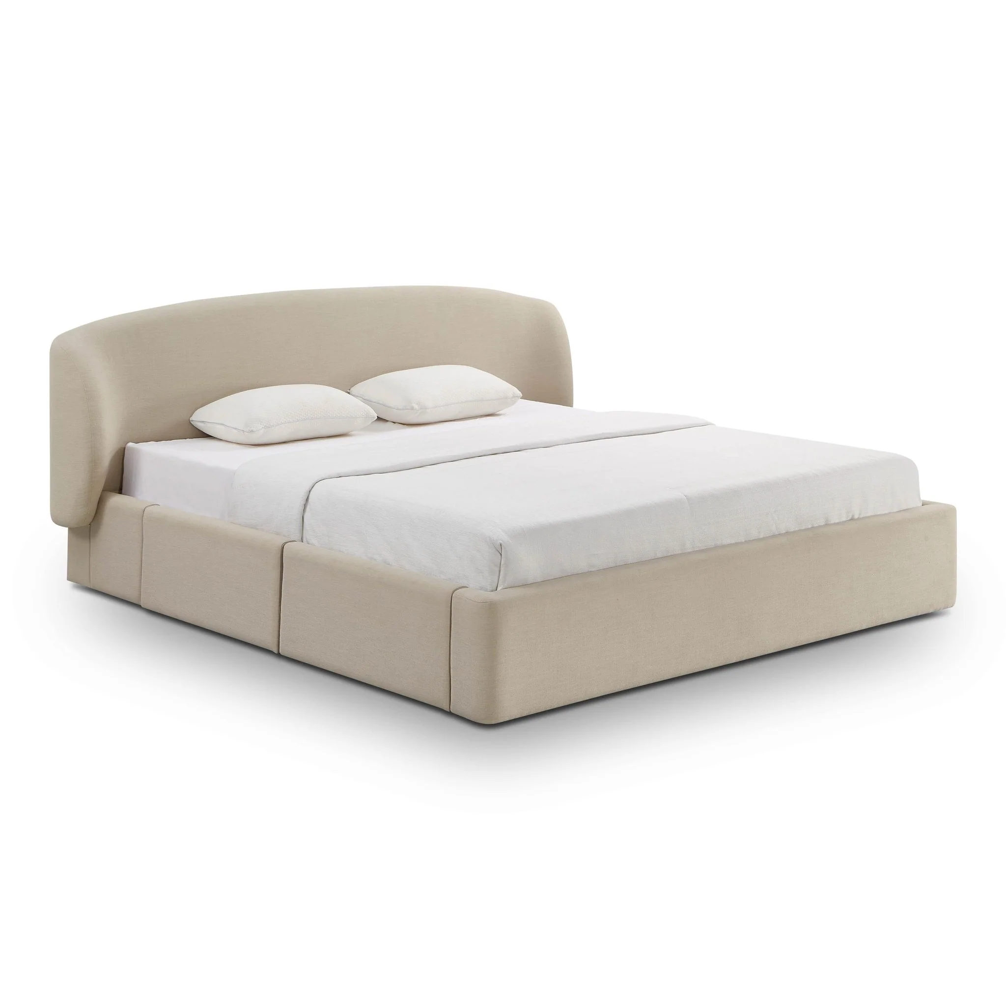 Corey Taupe Upcycled Linen King Storage Bed - Image 3