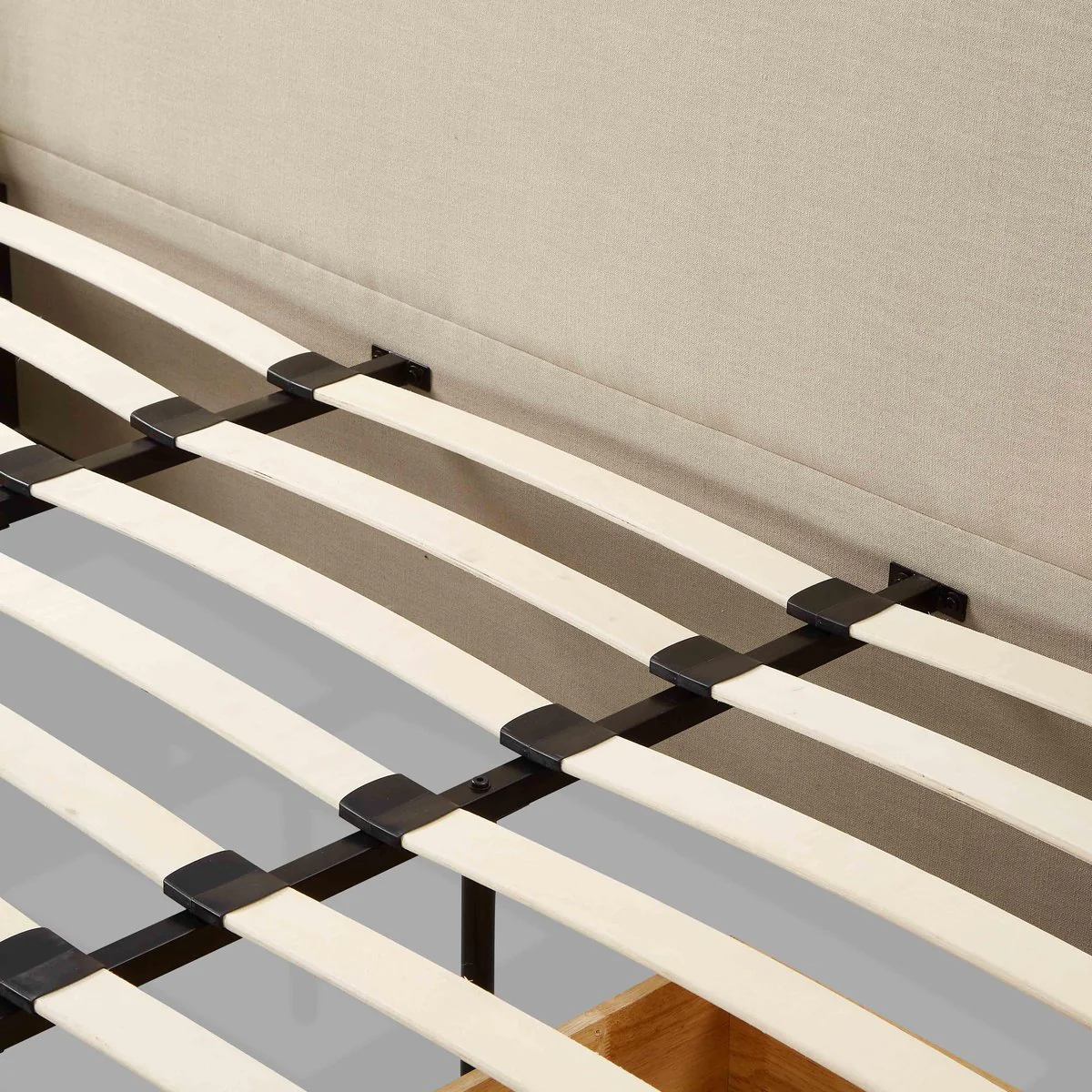 Corey Taupe Upcycled Linen King Storage Bed - Image 9