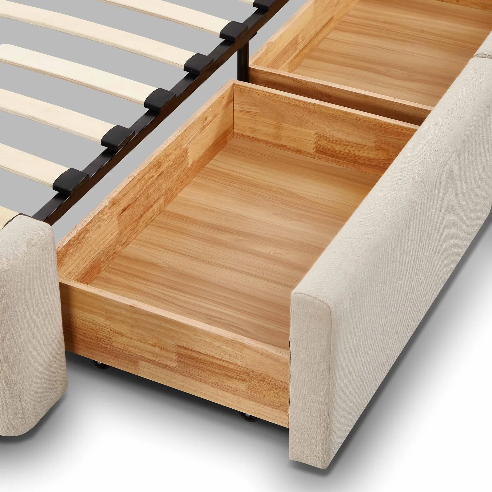 Corey Taupe Upcycled Linen Queen Storage Bed - Image 10