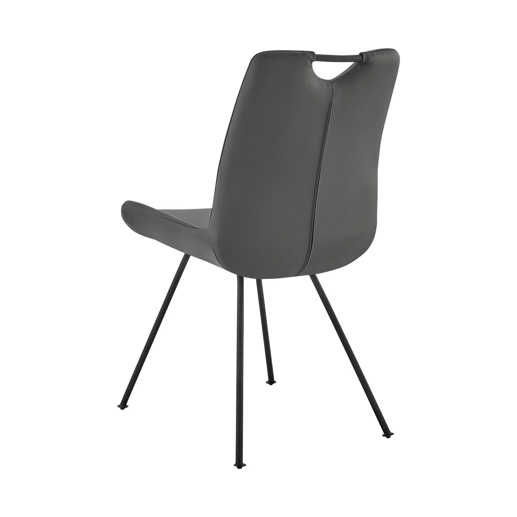 Coronado Contemporary Dining Chair in Gray Powder Coated Finish and Gray Faux Leather - Set of 2 - Image 5