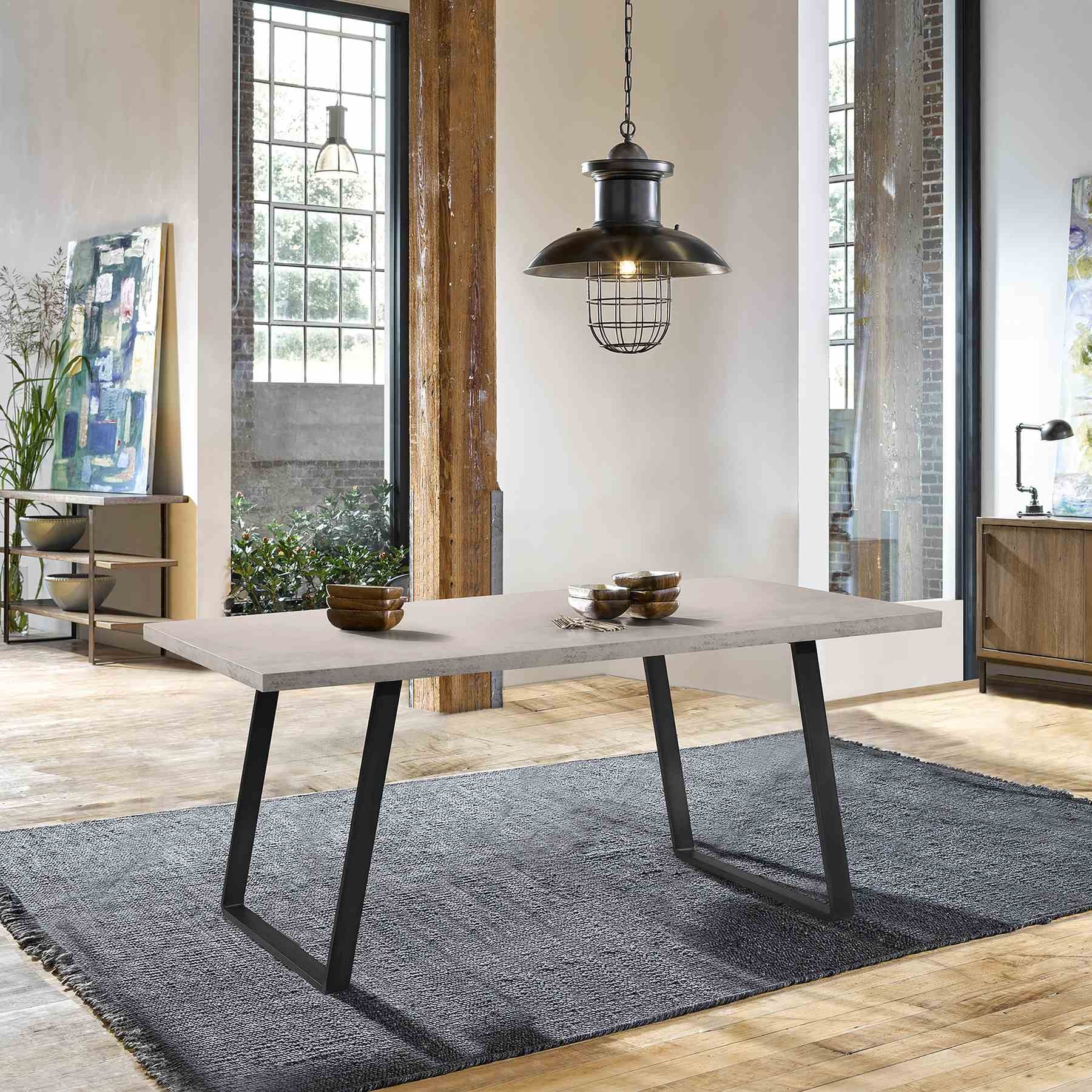 Coronado Contemporary Dining Table in Gray Powder Coated Finish with Cement Gray Top - Image 6