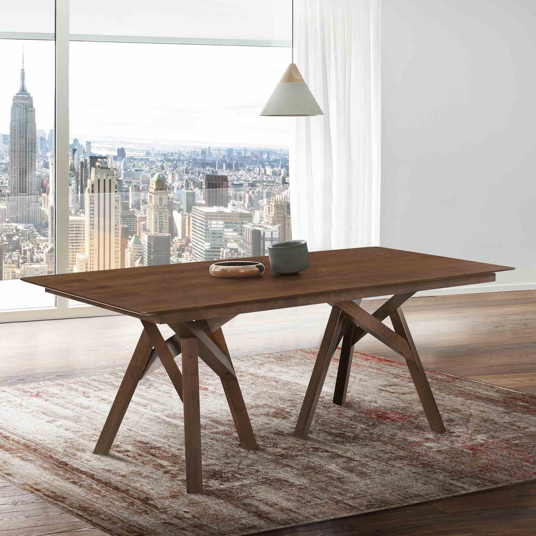 Cortina 79" Mid-Century Modern Walnut Wood Dining Table with Walnut Legs - Image 6