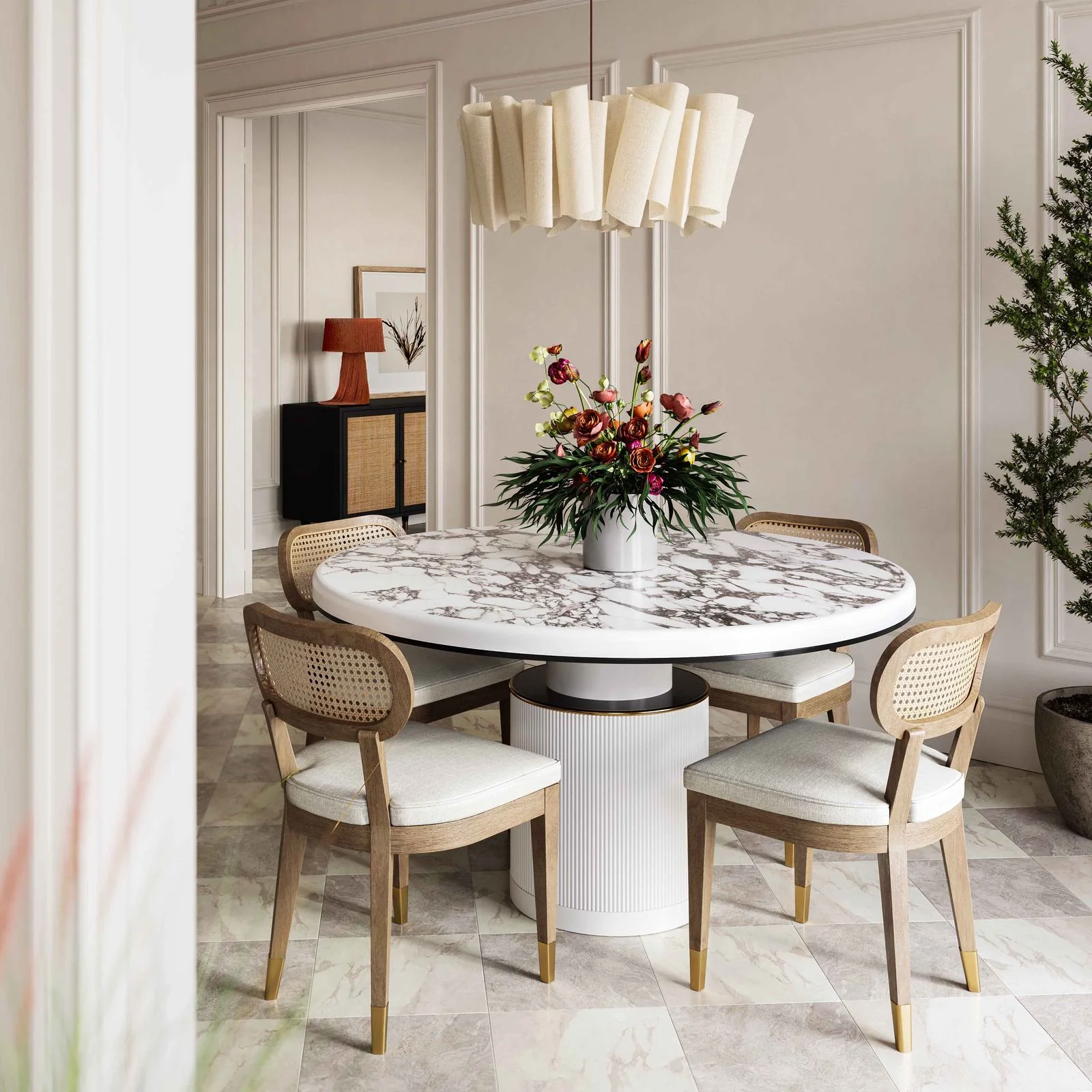 Cosette Natural Performance Linen Dining Chair - Image 2