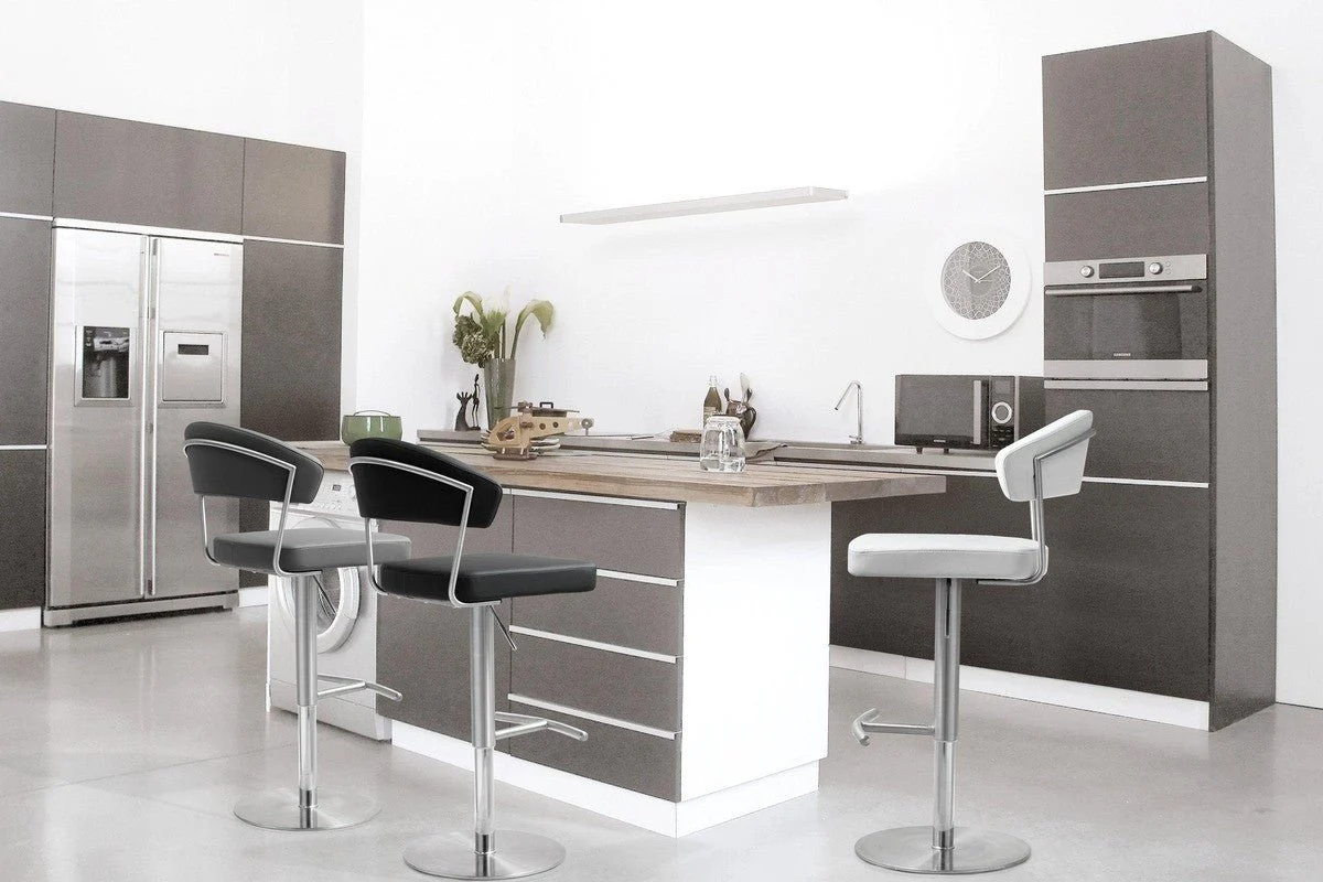 Cosmo Black Performance Vegan Leather and Stainless Steel Barstool - Image 2