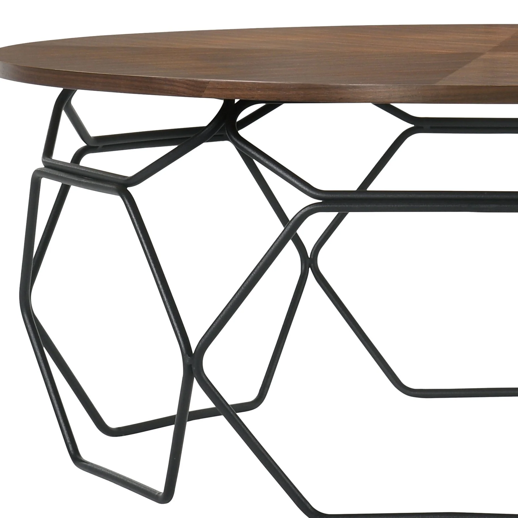 Cosmo Walnut Veneer Coffee Table with Black Metal Base - Image 4