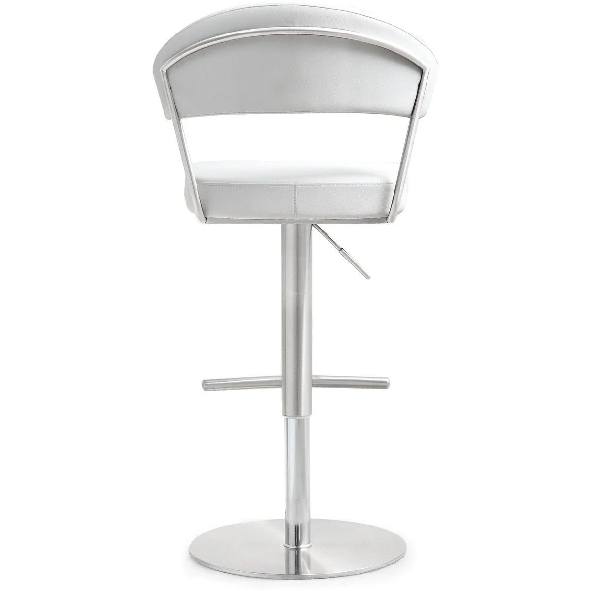 Cosmo White Performance Vegan Leather and Stainless Steel Barstool - Image 5