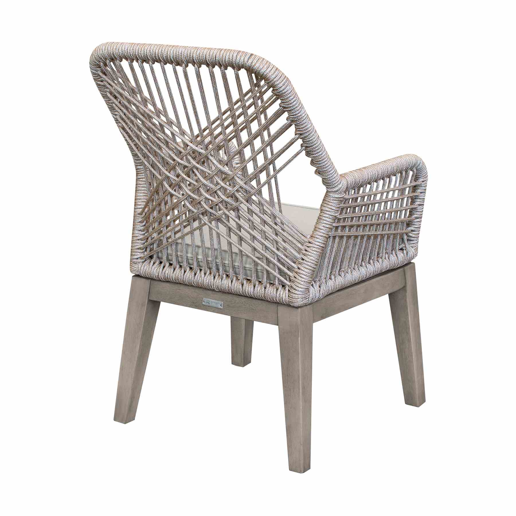 Costa Patio Outdoor Dining Chairs with Arms in Gray Acacia Wood and Rope - Set of 2 - Image 5