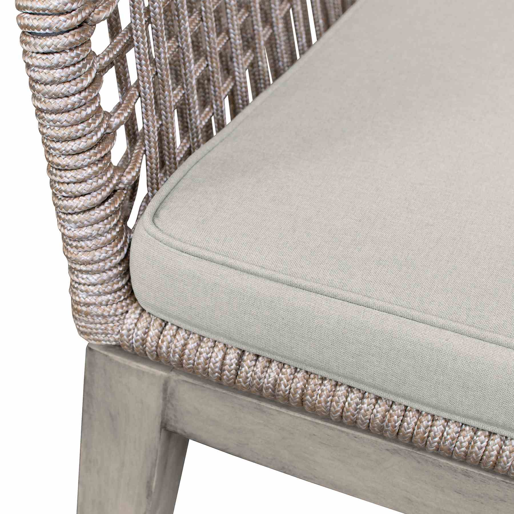 Costa Patio Outdoor Dining Chairs with Arms in Gray Acacia Wood and Rope - Set of 2 - Image 8