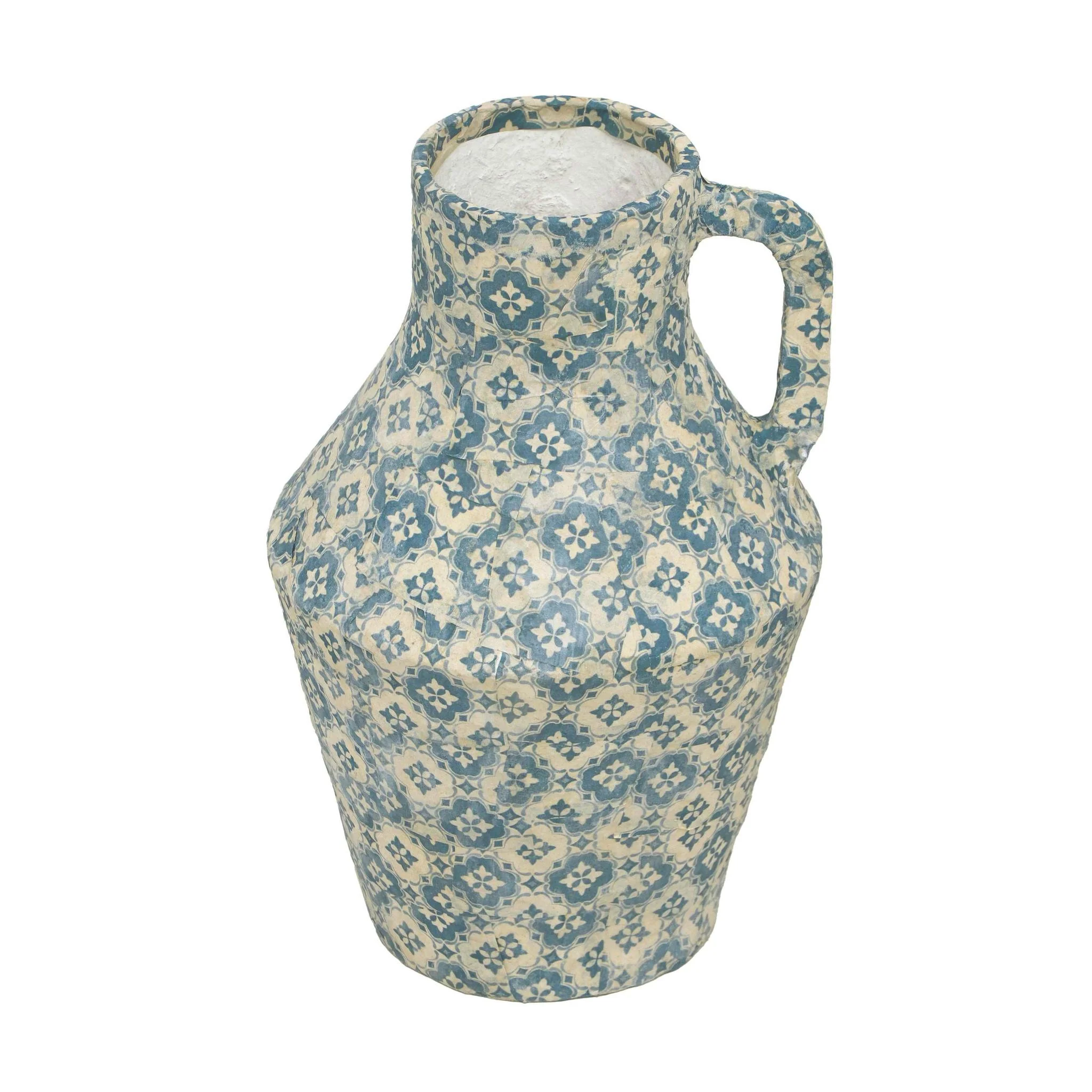 Cotton Mache Vase in Lisbon Tile - Image 3