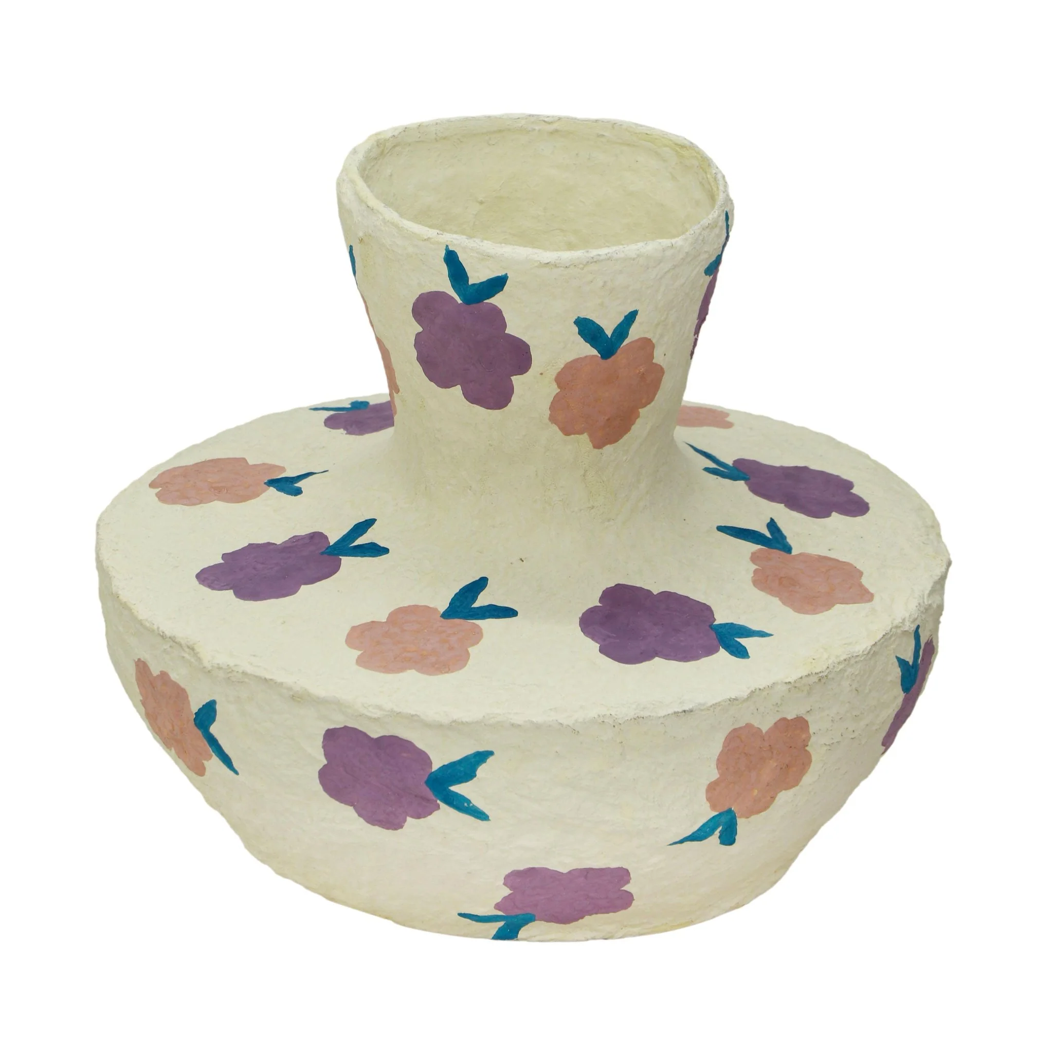 Cotton Mache Vase in Spring Blossoms - Image 3
