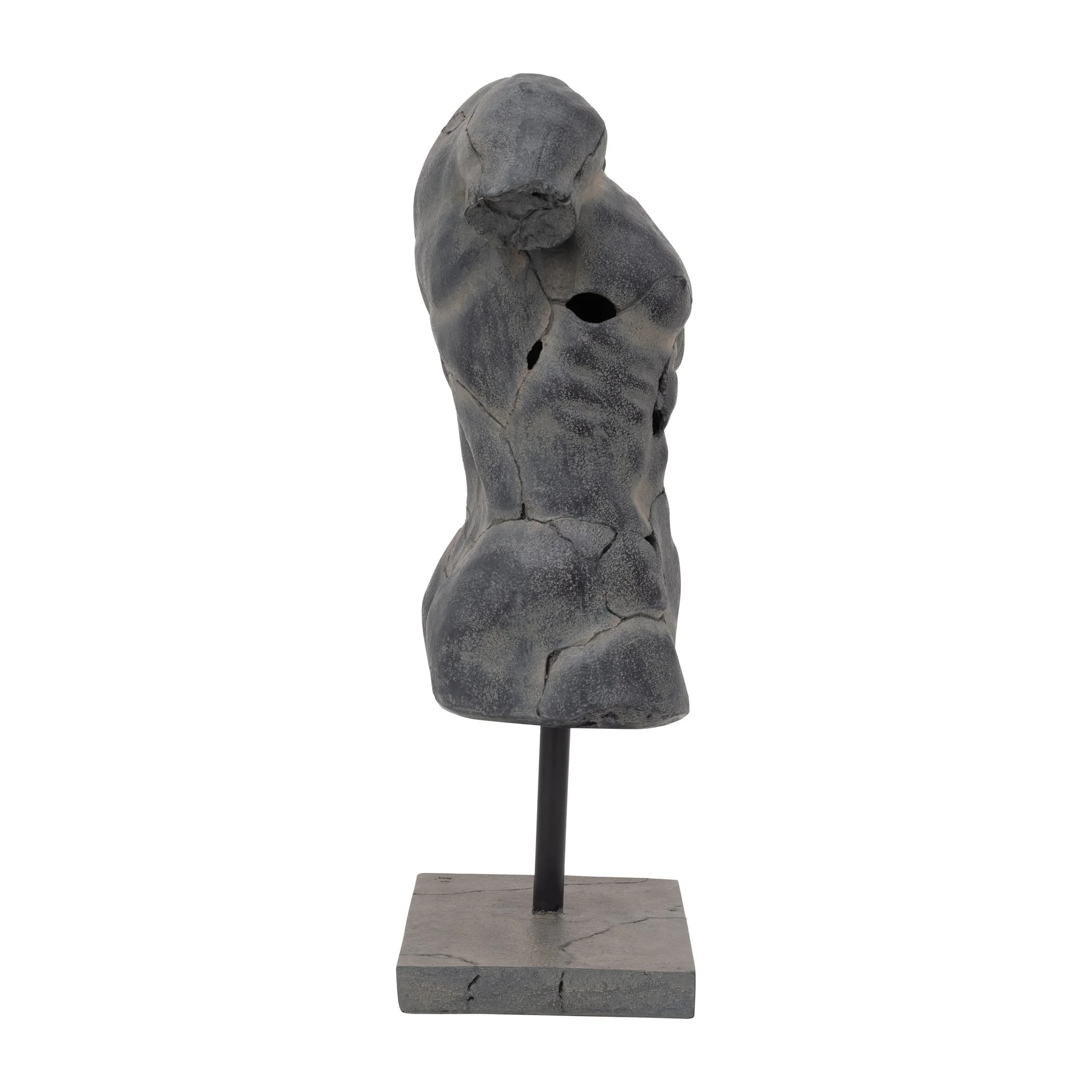 Cracked Torso Sculpture, Grey - Image 3