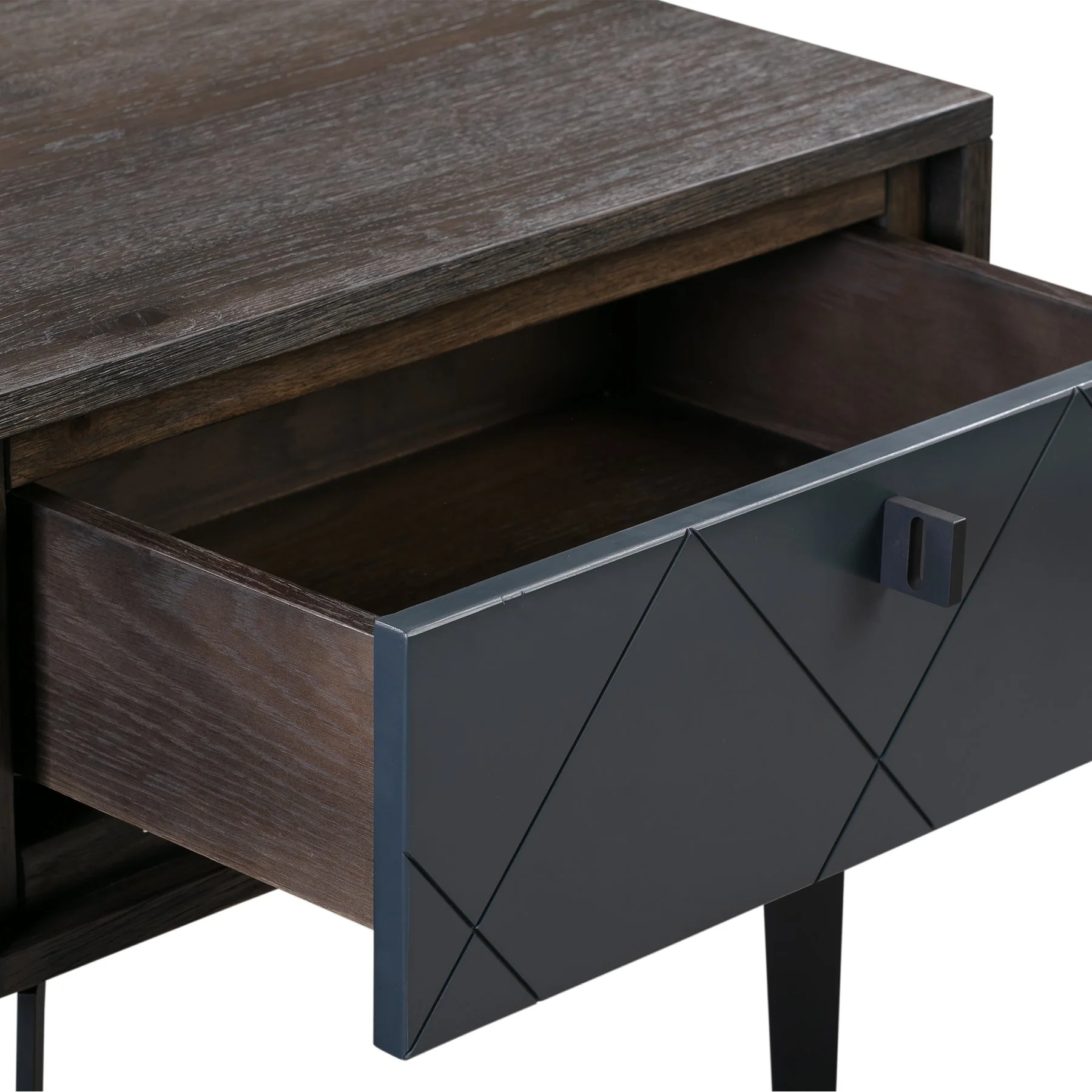 Cross Solid Oak and Metal Nightstand - Image 4