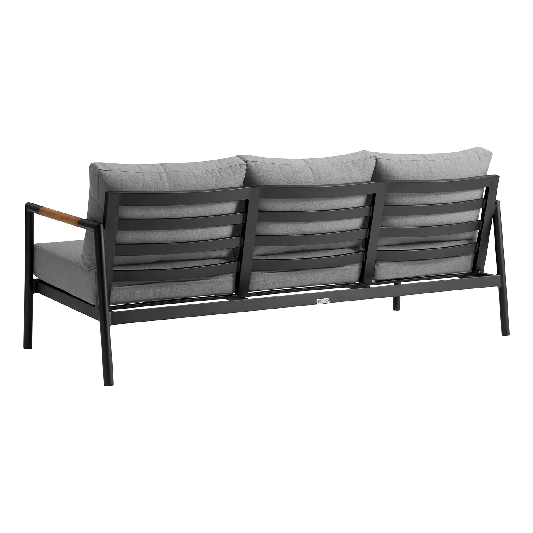 Crown Aluminum and Teak Wood Outdoor Sofa in Black and Dark Gray - Image 3