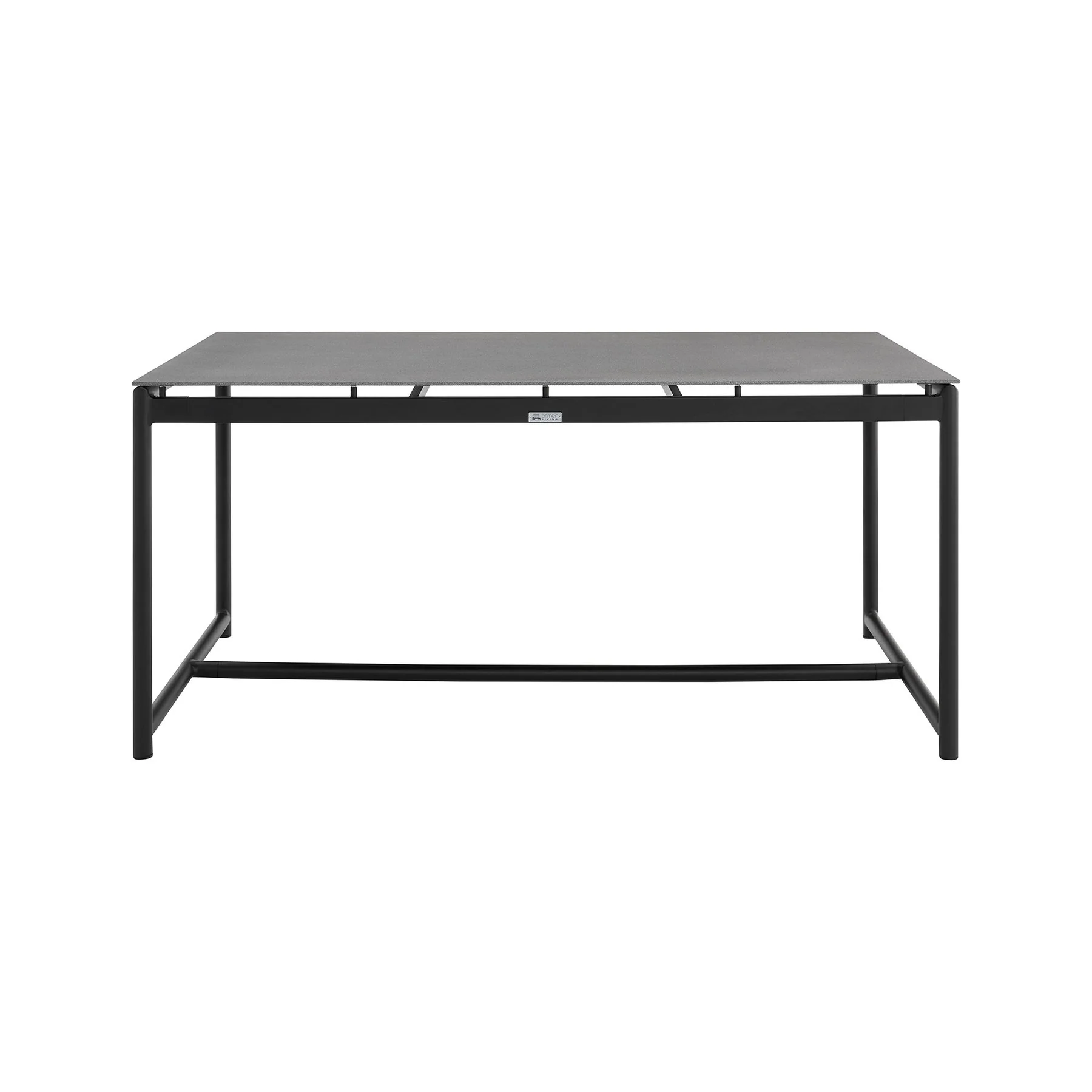 Crown Black Aluminum and Teak Outdoor Dining Table with Stone Top - Image 2