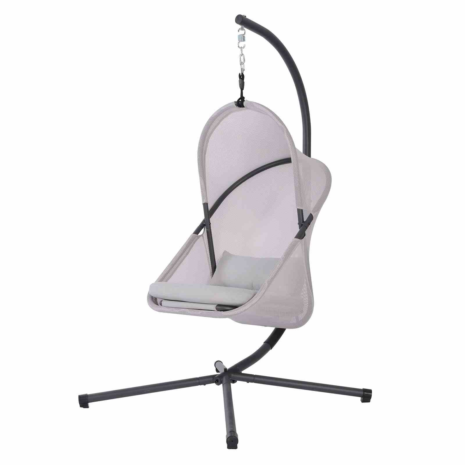 Crush Swing Chair w/ Stand, Light Gray