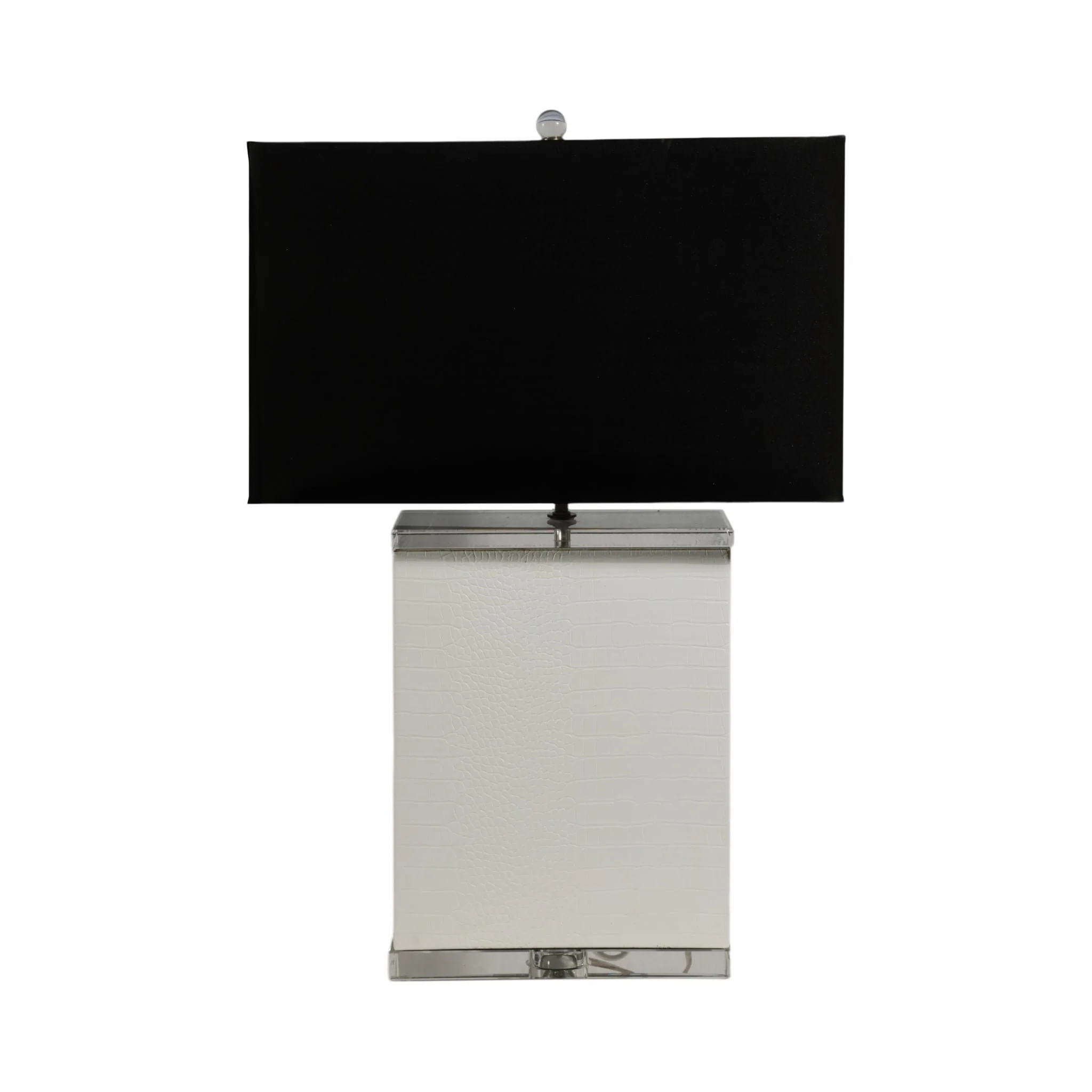 Crystal 29" Table Lamp, White/black