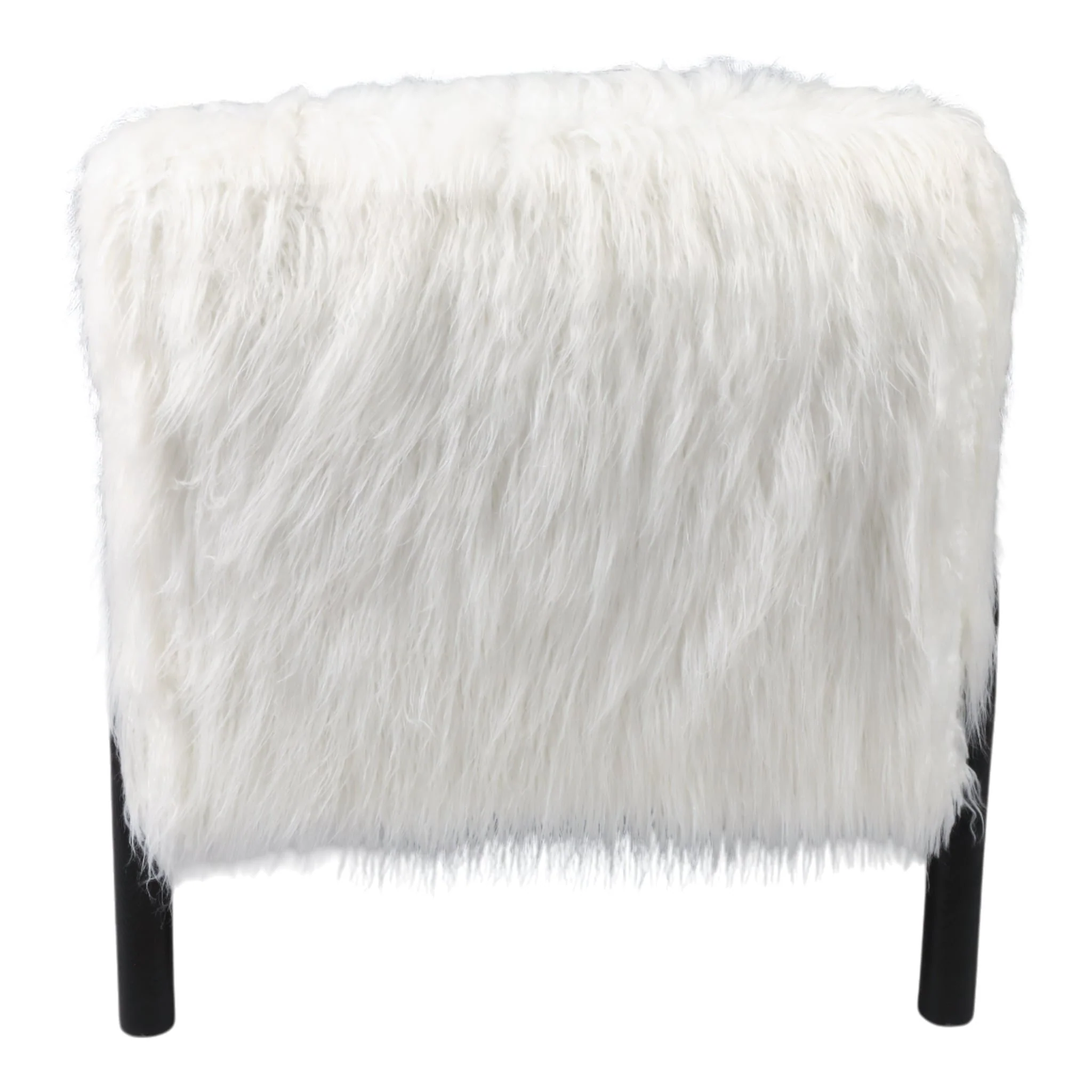 Curved Arm Furry Accent Chair, Ivory - Image 4