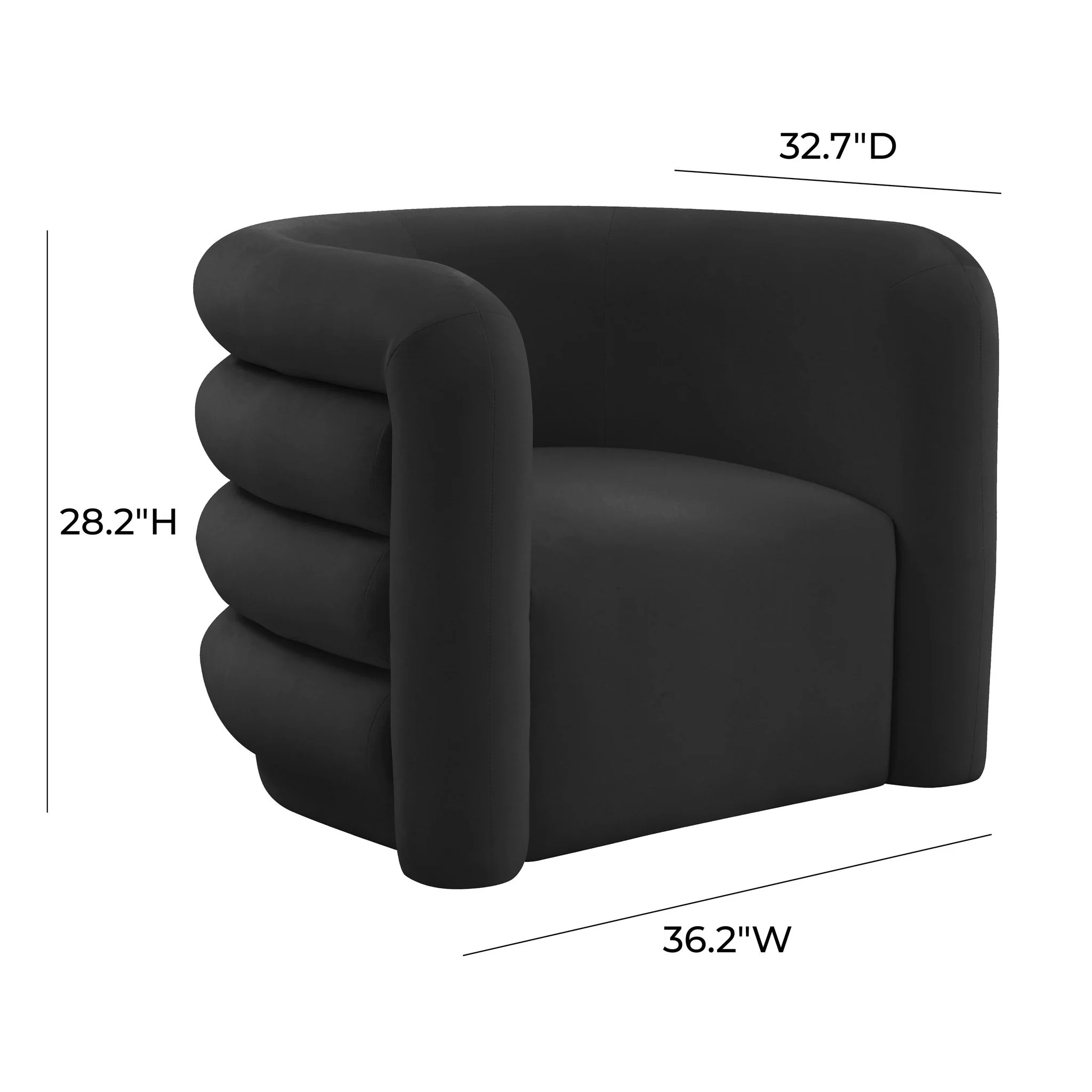 Curves Black Velvet Lounge Chair - Image 6